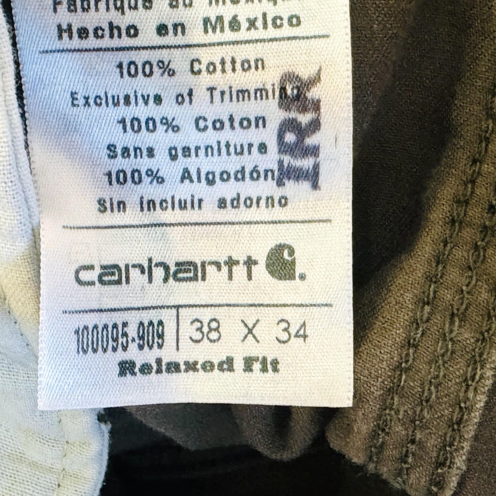 Carhartt Carhartt Pants Mens 38x34 Brown Relaxed Straight Cotton Workwear Zip Fly Utility Baggy Style: Straight, Dark Wash — USA Logo Mens Size US 38 / EU 54 - 6 Thumbnail