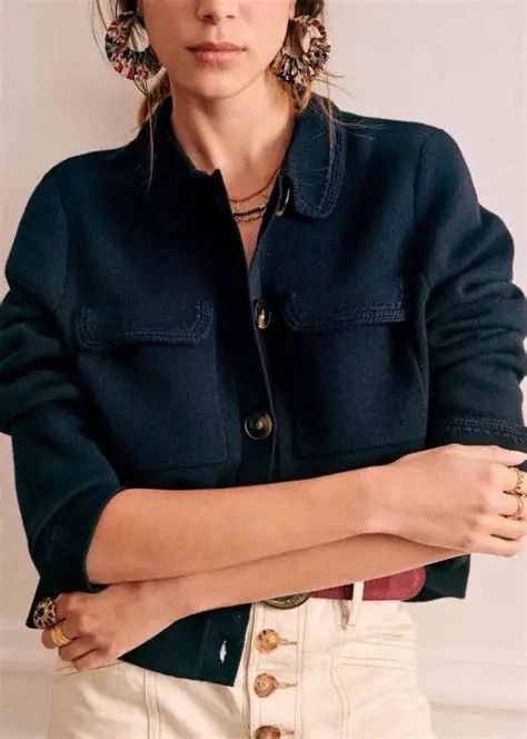 Sezane La Maille Sezane Betty Cardigan Merino Wool Sz Xss Blue Navy Size XXS / US 00 / IT 34 - 2 Thumbnail