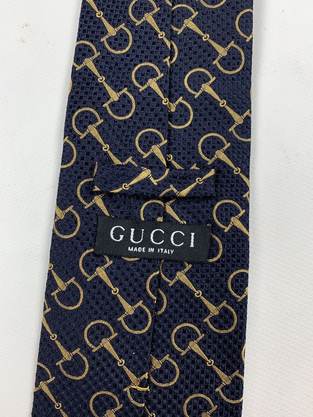 Gucci Vintage Gucci Silk Navy Blue Tie Size ONE SIZE - 14 Thumbnail