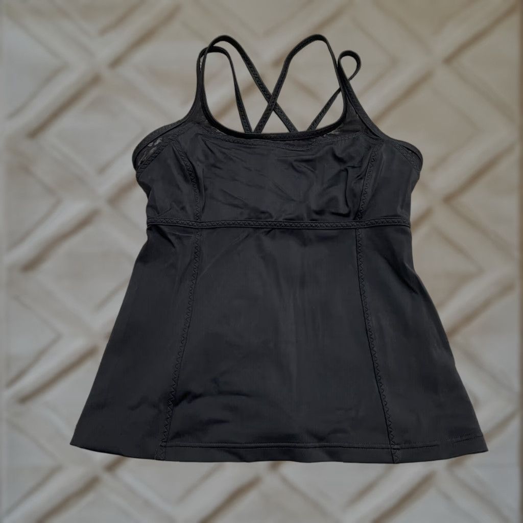 Lands' End Lands' End Tankini Womens 6 Black Racerback Scoop Neck Beach Swimming Size ONE SIZE - 1 Thumbnail