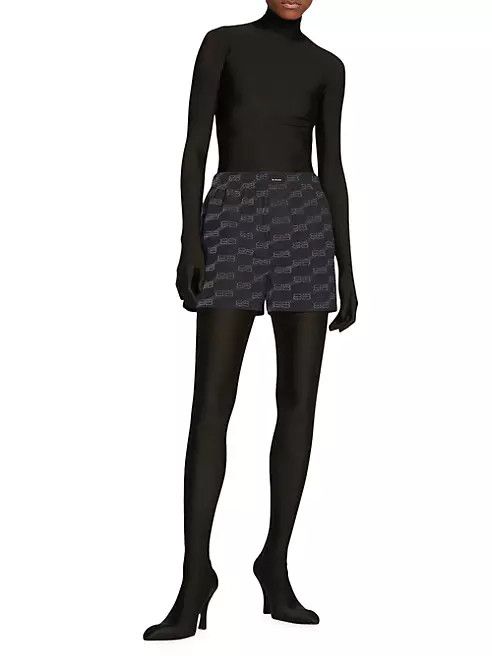 Balenciaga o1la1rc1a0824 BB Monogram Pyjama Shorts in Black Size 30" / US 8 / IT 44 - 2 Thumbnail