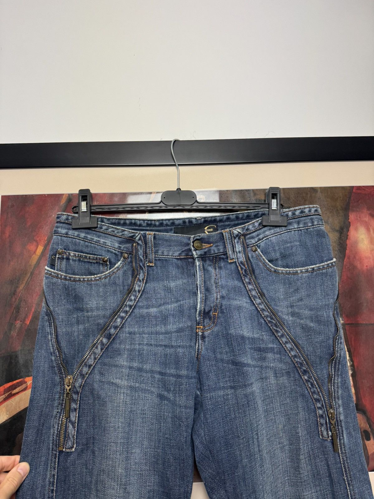 Just Cavalli Just Cavalli Vintage Y2k Zips Denim Pant Jeans Avant Garde Size US 33 - 3 Thumbnail
