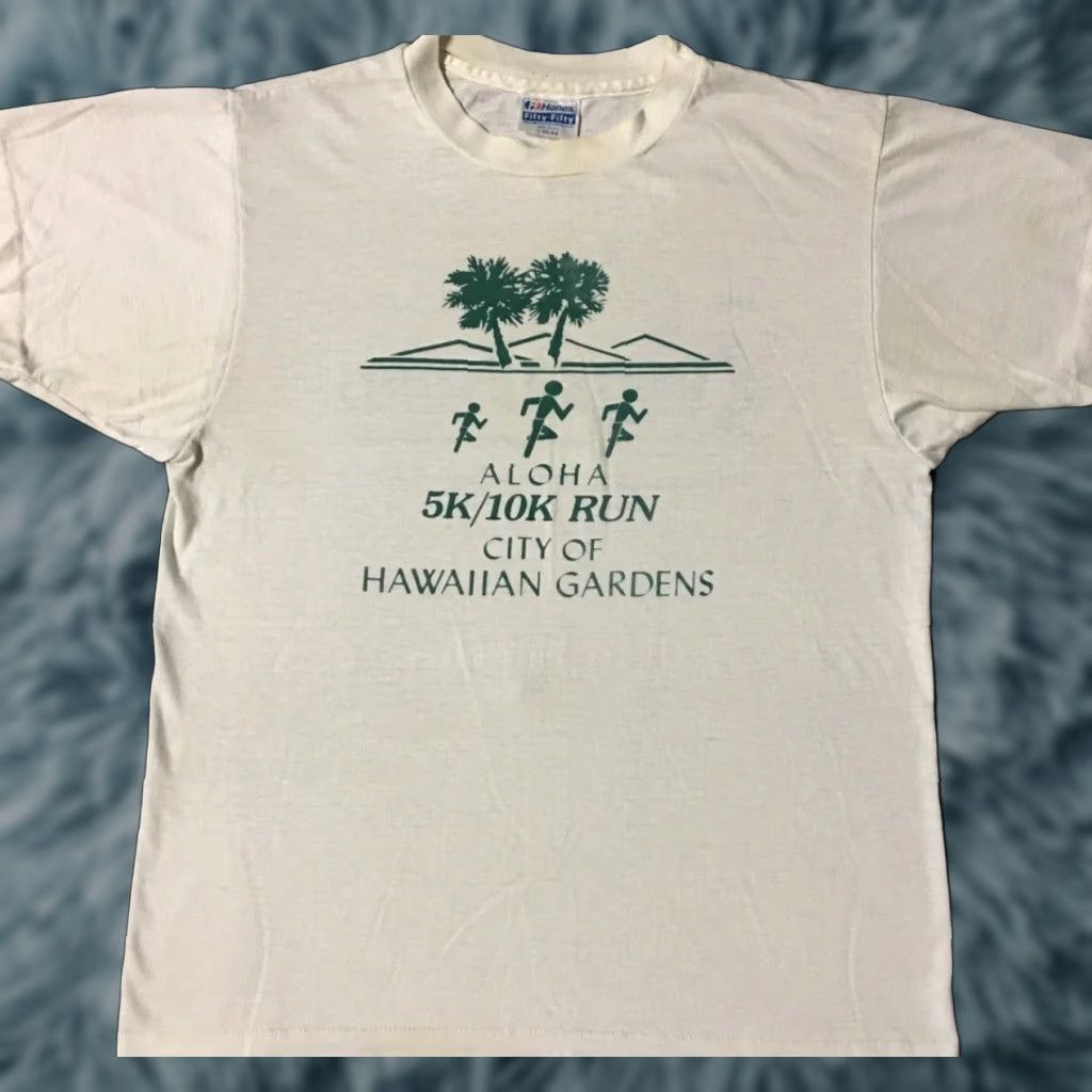 ALOHAS Vtg 80s Hawaiian Gardens Aloha Marathon Shirt S USA Track Grunge PE 90s Shirt Mens White Size US S / EU 44-46 / 1 - 1 Thumbnail