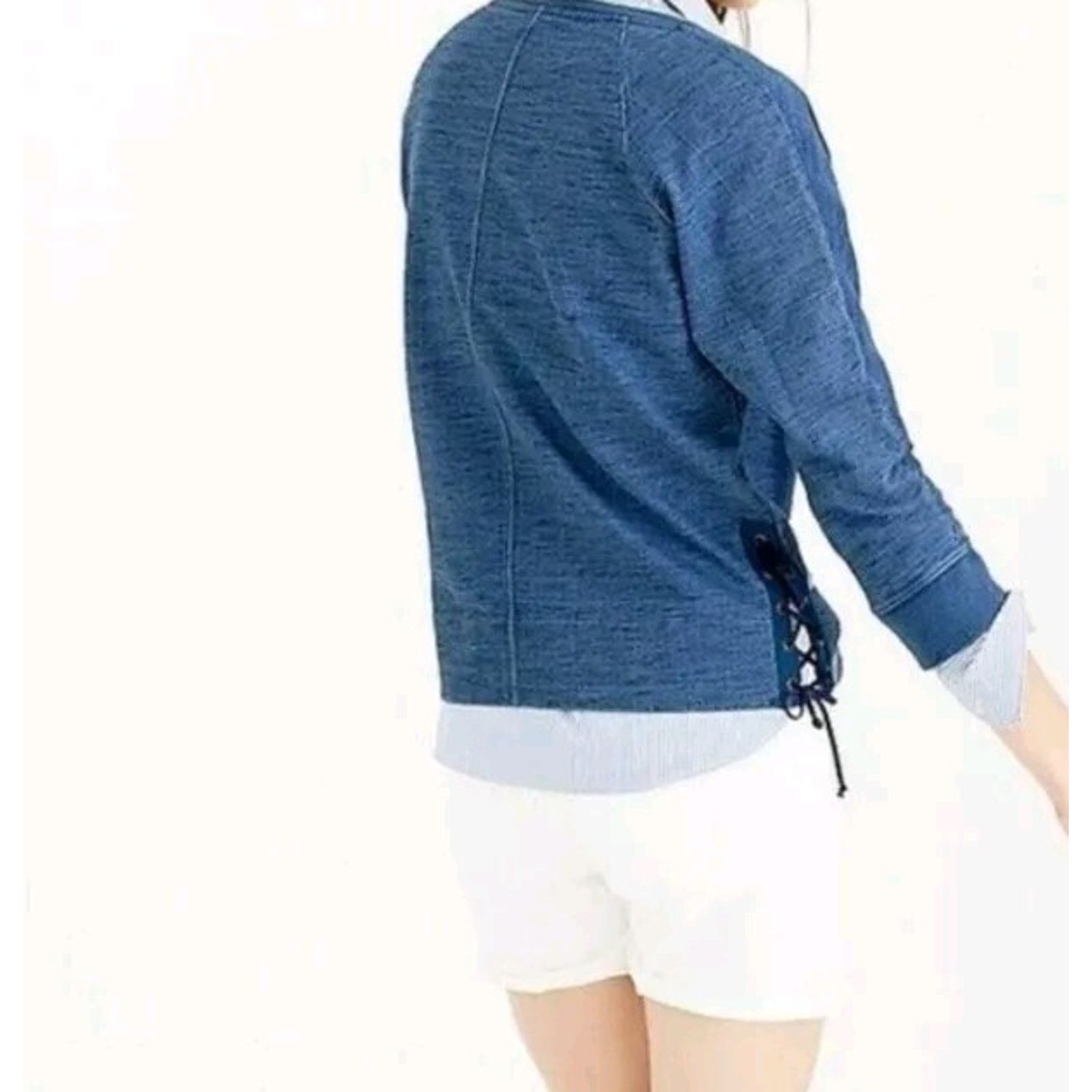 J.Crew J.Crew Indigo Sleeve Crewneck Sweatshirt Size S A000122 Size S / US 4 / IT 40 - 2 Thumbnail