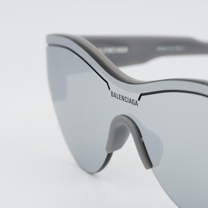 Balenciaga Balenciaga BB0004S 012 Semi Rim Sunglasses Grey Shield Frame Size ONE SIZE - 3 Thumbnail