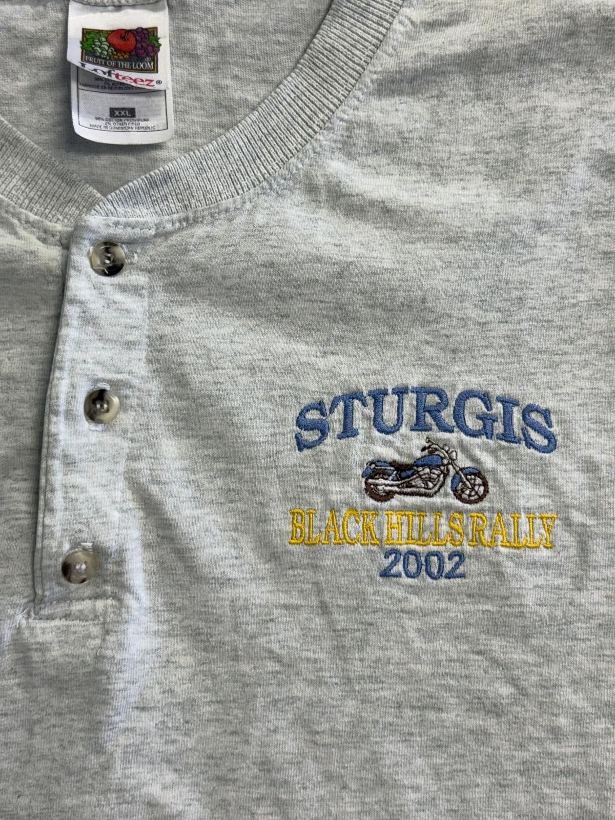 Fruit Of The Loom Vintage Sturgis Black Hills Rally 2002 Motorcycle Henley XXL Size US XXL / EU 58 / 5 - 3 Thumbnail