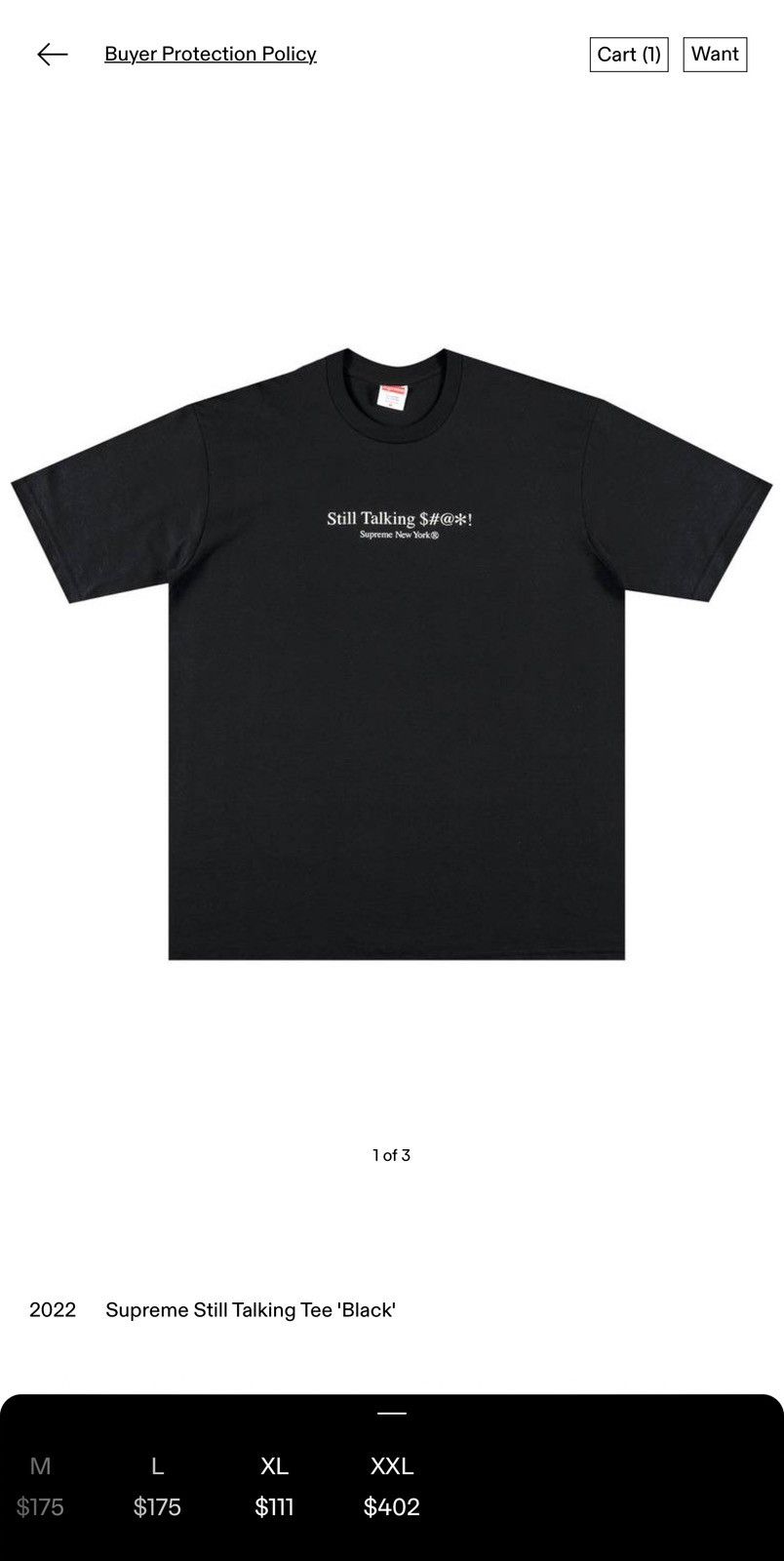 Supreme SUPREME - Still Talking Tee ‘Black’ Size US XXL / EU 58 / 5 - 7 Thumbnail