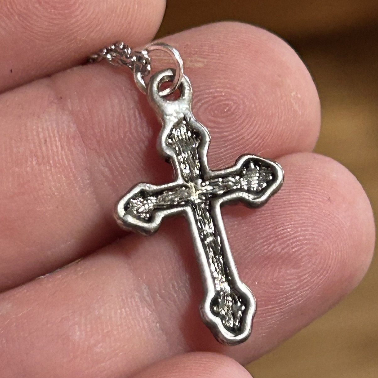 Handmade Handcrafted salvaged vintage textured cross pendant necklace Size ONE SIZE - 5 Thumbnail