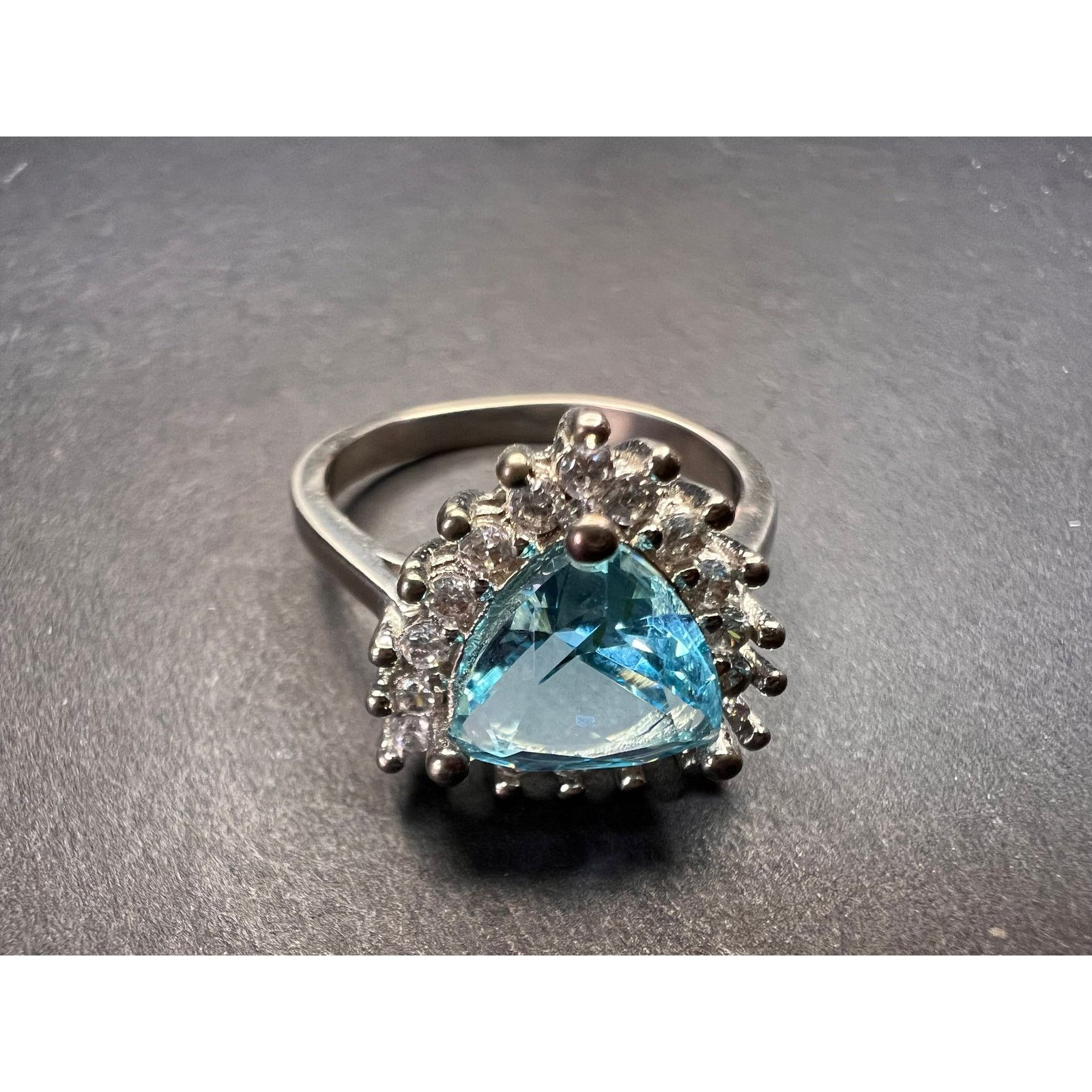 Other Sky blue trillium CZ halo sterling silver ring size 9 Size ONE SIZE - 11 Thumbnail