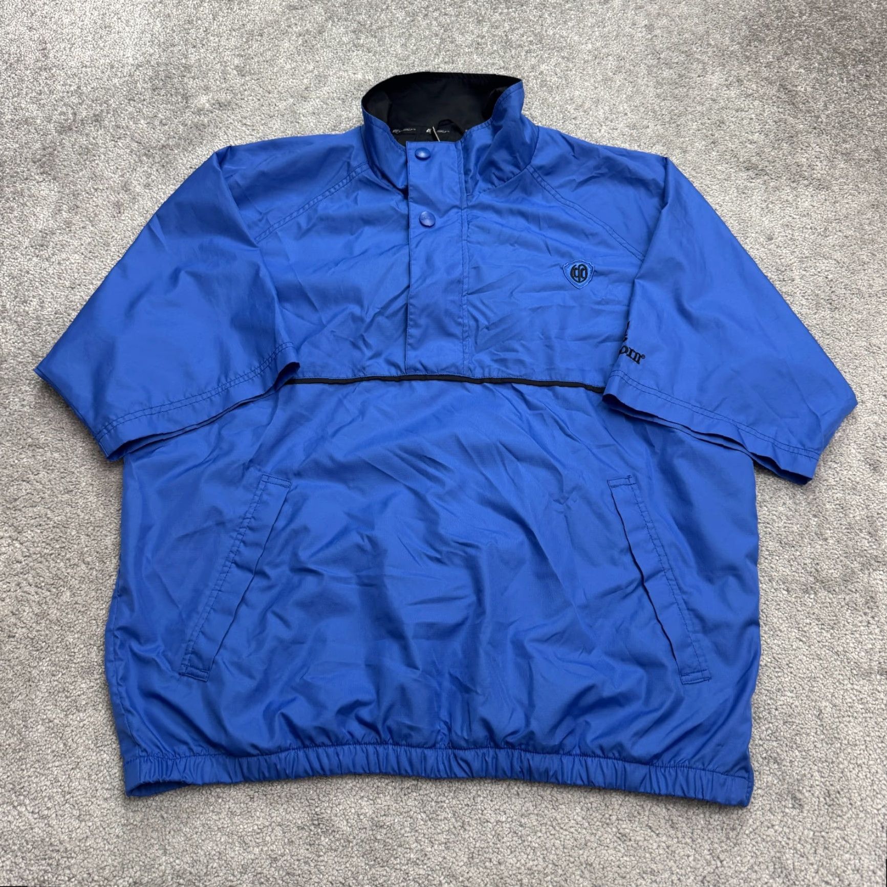 Vintage Firethorn Windbreaker Jacket Mens Medium Blue Short Sleeve 1/4 Snap Casual Golf Breathable Pockets Logo Size US 31 - 2 Thumbnail