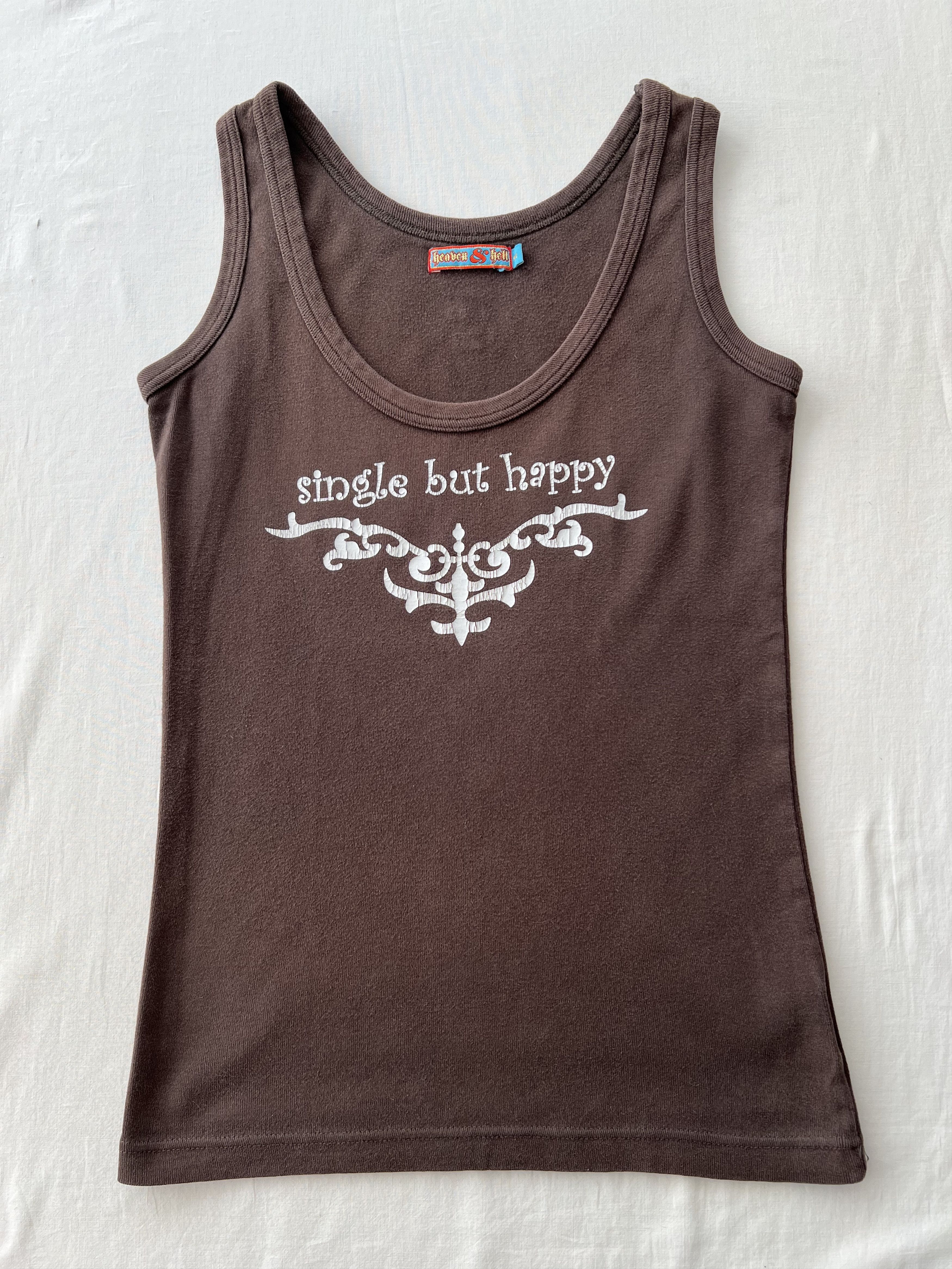 Vintage Vintage Single But Happy Tattoo Tribal Y2k Womens Tank Top Size M / US 6-8 / IT 42-44 - 4 Thumbnail