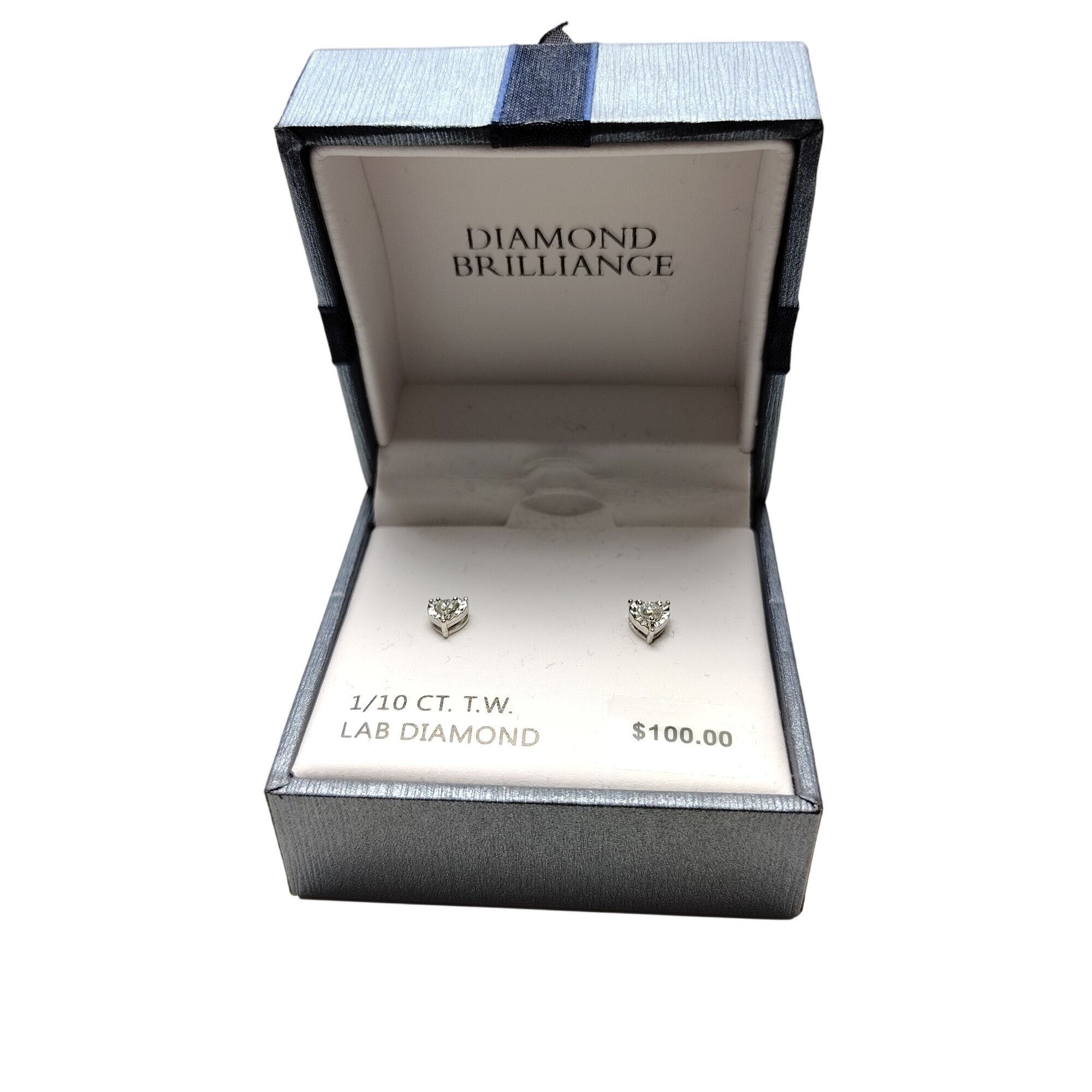 Other Sterling Silver 1/10 Ct. T.W. Lab Diamond Heart-Shaped Stud Size ONE SIZE - 3 Thumbnail