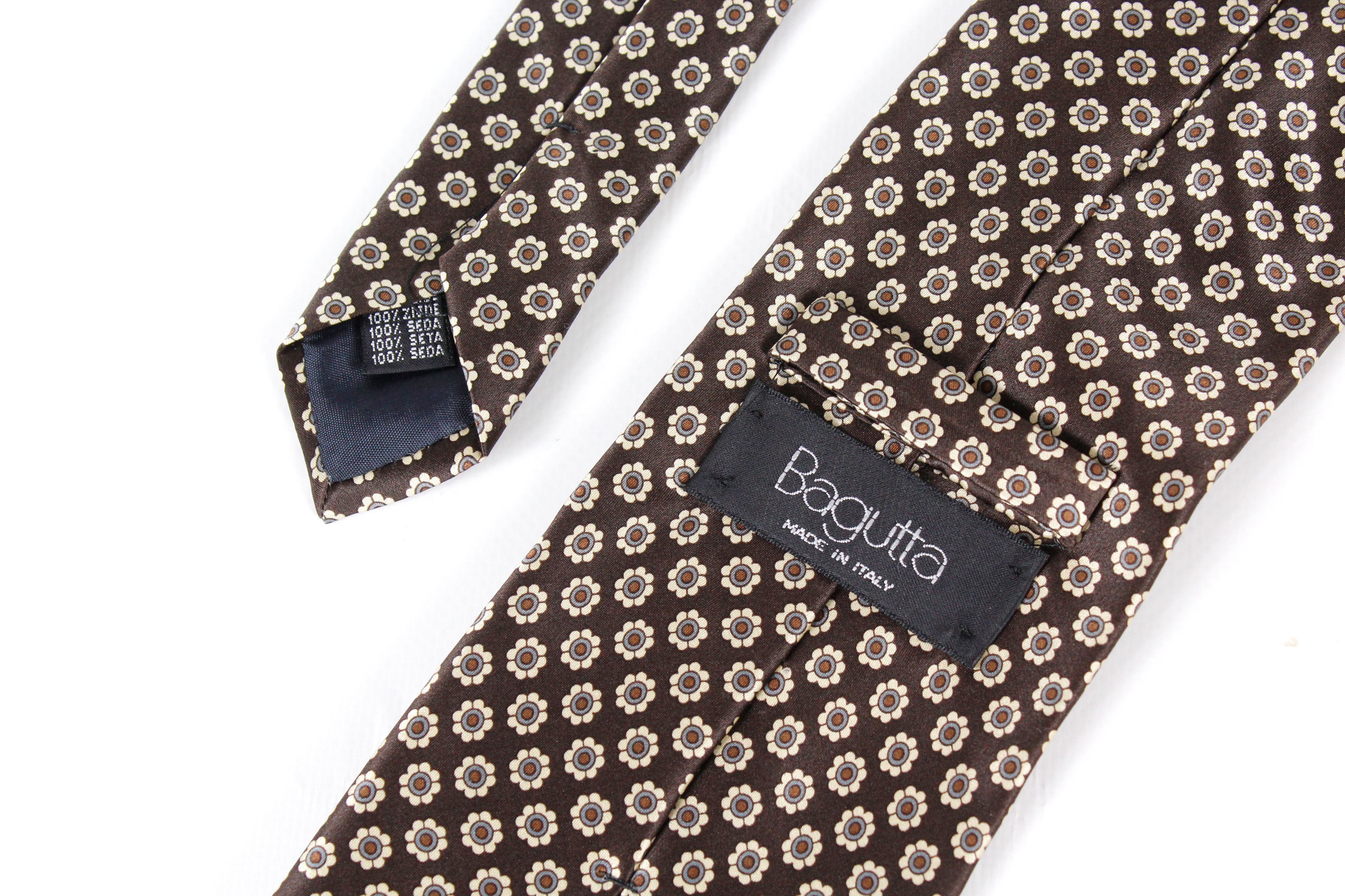 Vintage Bagutta Italy Floral Printed Silk Tie Cravatte NZ Size ONE SIZE - 2 Thumbnail