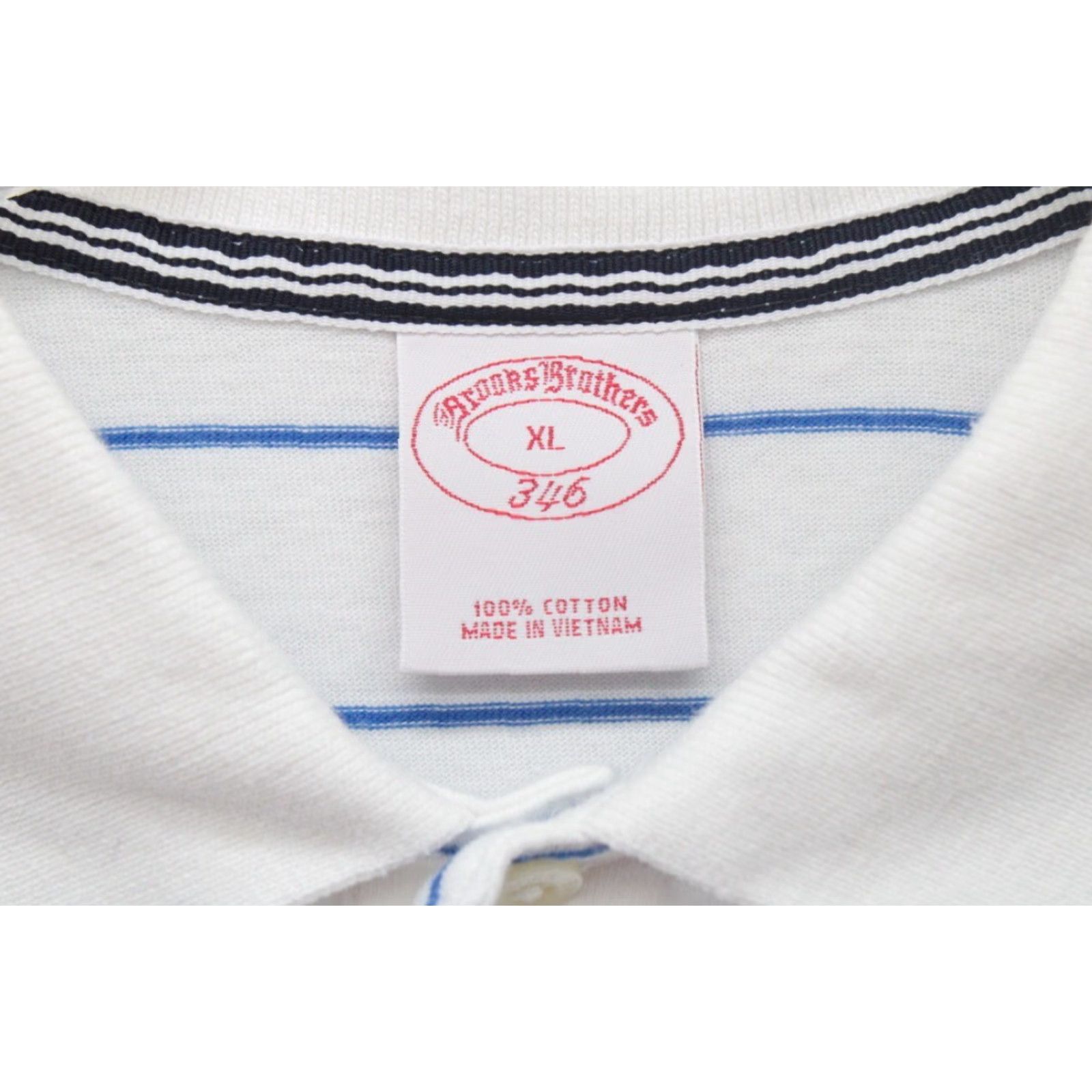 Brooks Brothers VINTAGE Brooks Brothers 346 Polo Shirt Men's XL White with Blue Stripe Embroidered Preppy Size US XL / EU 56 / 4 - 4 Thumbnail