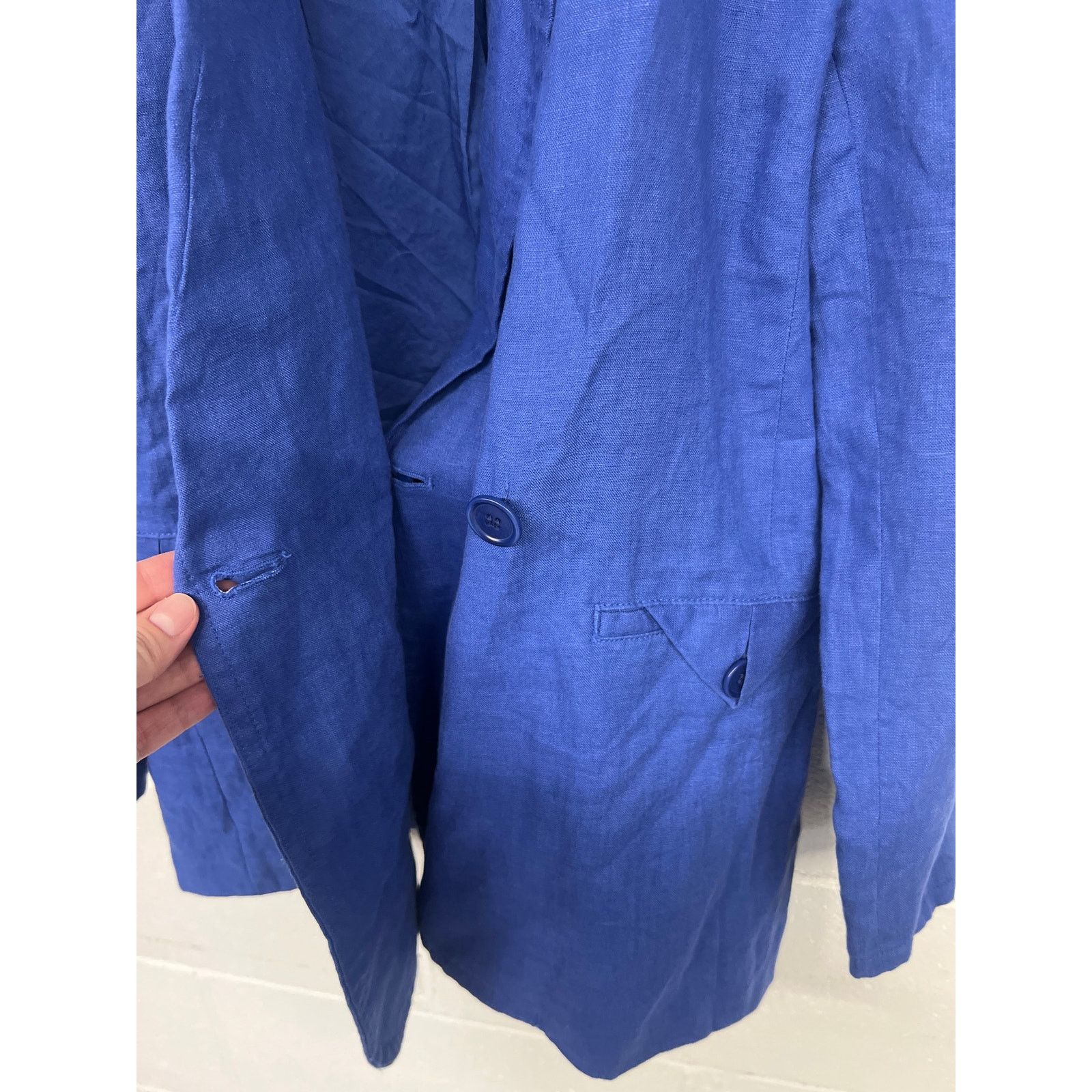 Madewell Madewell Sz XS Blue Double-Breasted Oversized Blazer Linen Size XS / US 0-2 / IT 36-38 - 6 Thumbnail
