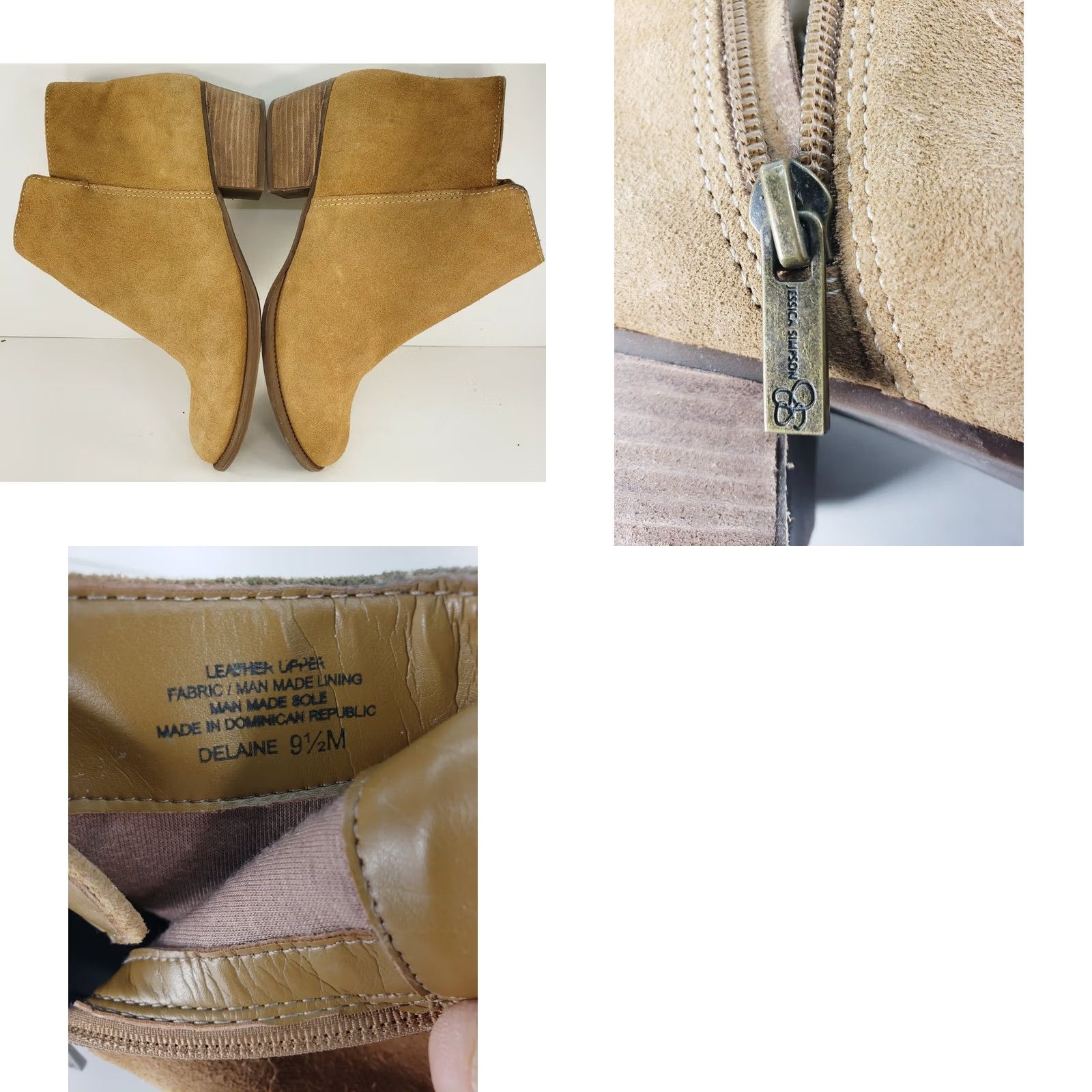Jessica Simpson JESSICA Simpson Delaine Women's Ankle Boots Tan Suede Leather Block Heel Zip 9.5M Boots Size US 10 / IT 40 - 8 Thumbnail