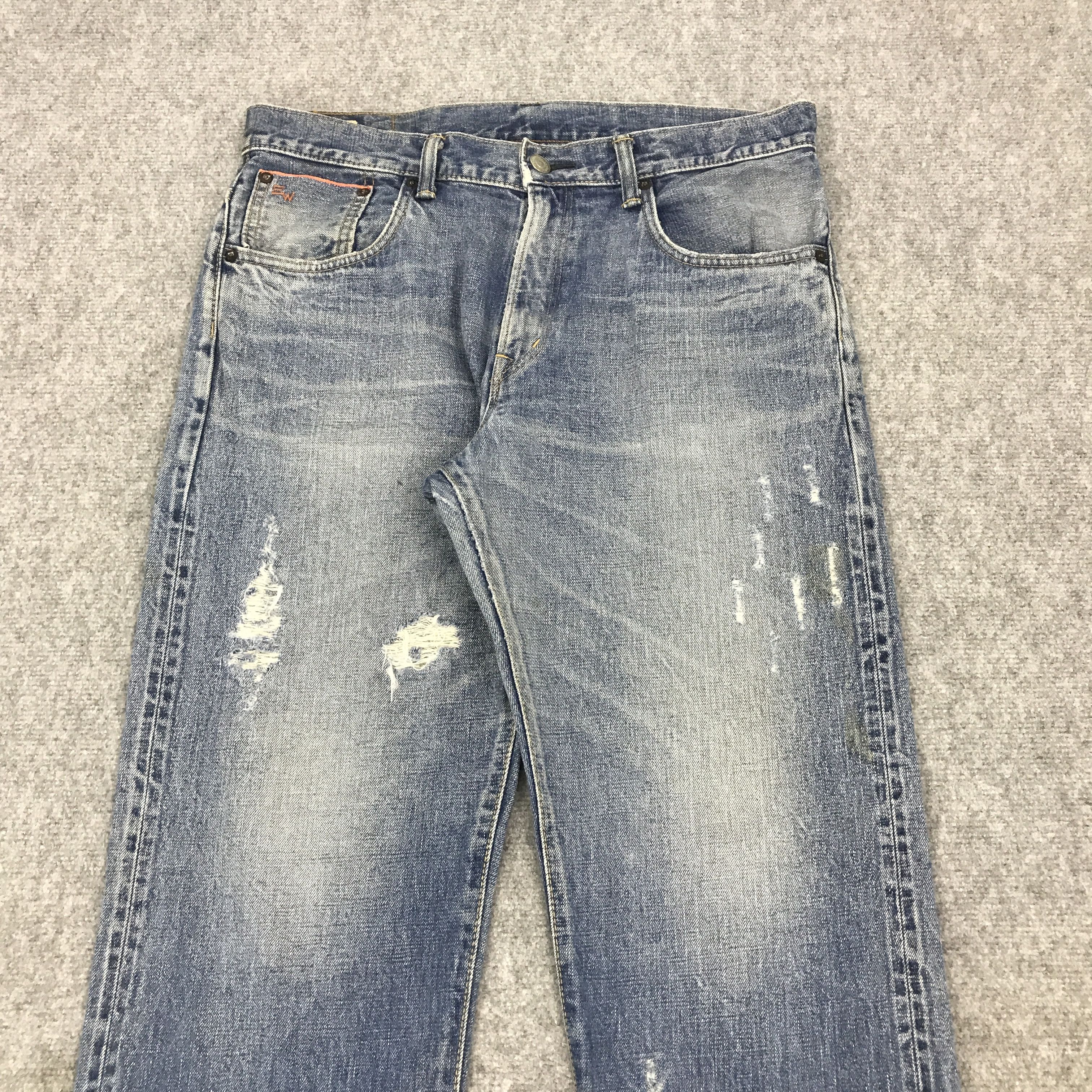 Edwin × Japanese Brand BAGGY STYLE EDWIN JAPAN DISTRESSED DENIM PANTS Size US 32 / EU 48 - 2 Thumbnail