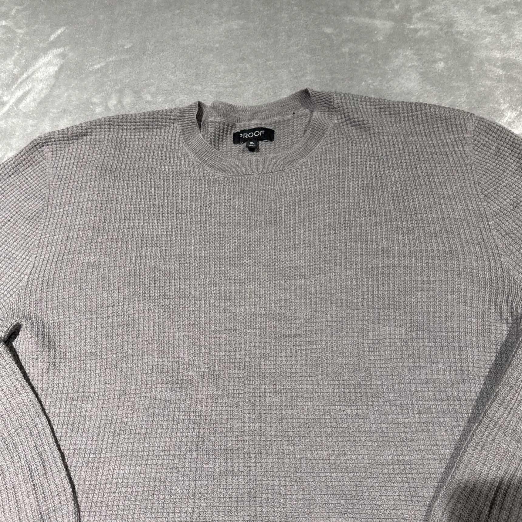 Vintage Proof Sweater Mens Medium Gray Merino Wool Waffle Knit Crewneck Pullover Top Size US M / EU 48-50 / 2 - 2 Thumbnail