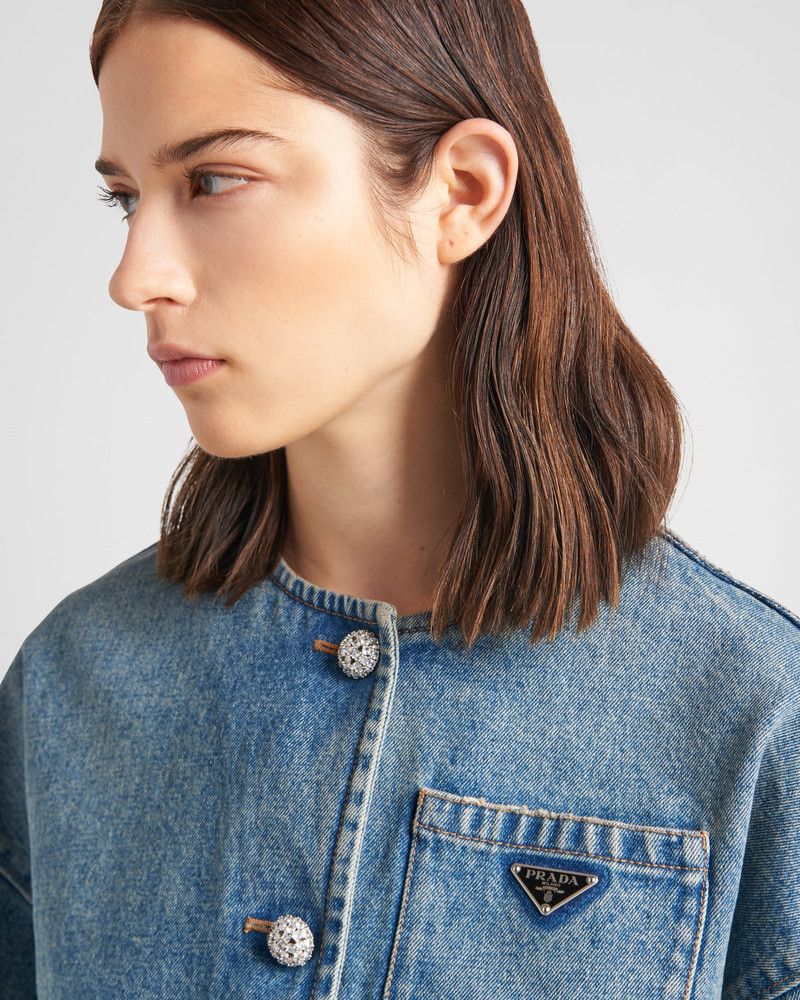 Prada o1B3y1r0426 Denim Blouson Jacket in Mid Blue Size M / US 6-8 / IT 42-44 - 3 Thumbnail