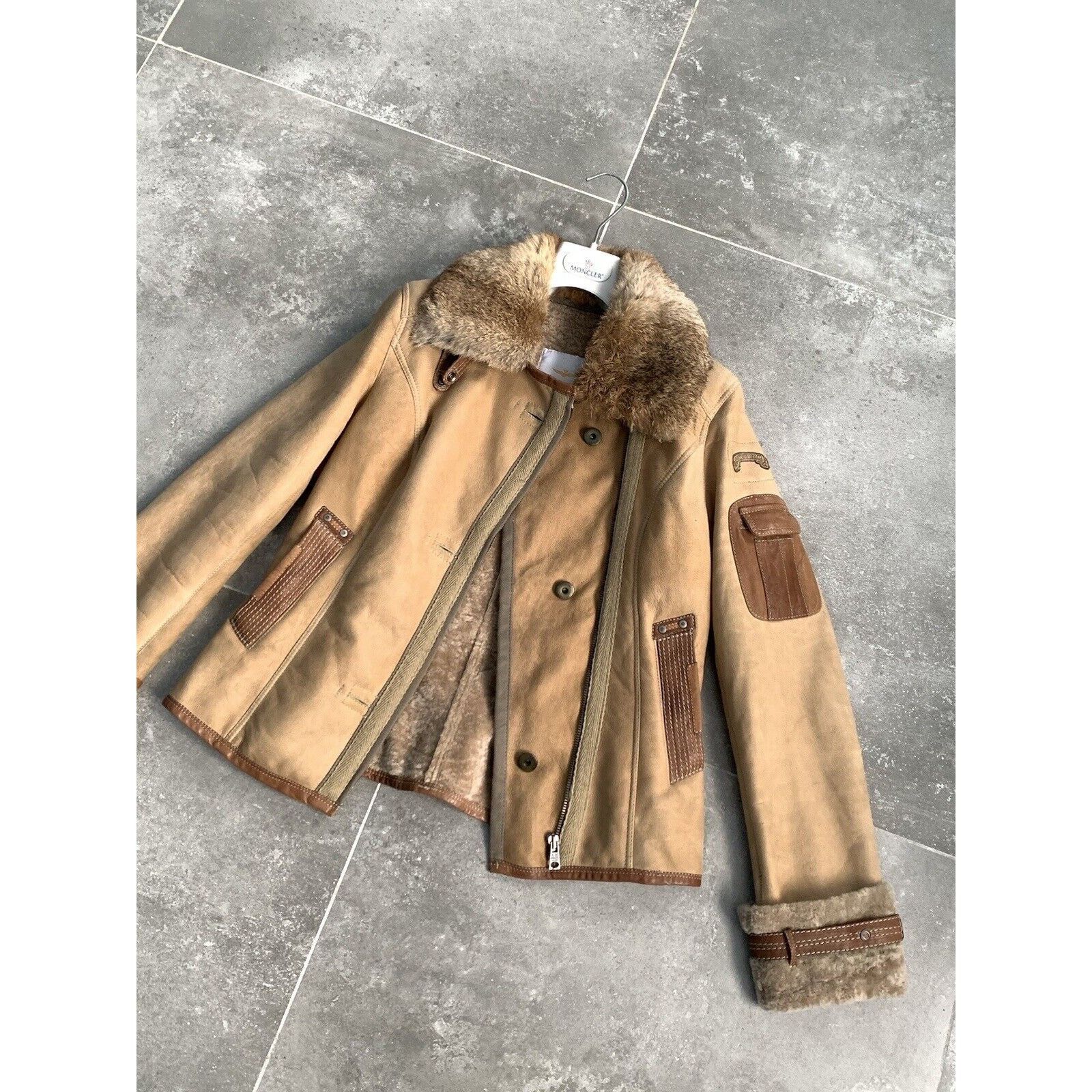 Aeronautica Militare AERONAUTICA MILITARE Sheepskin Fur Biker Jacket Coat IT 42 S Size M / US 6-8 / IT 42-44 - 9 Thumbnail