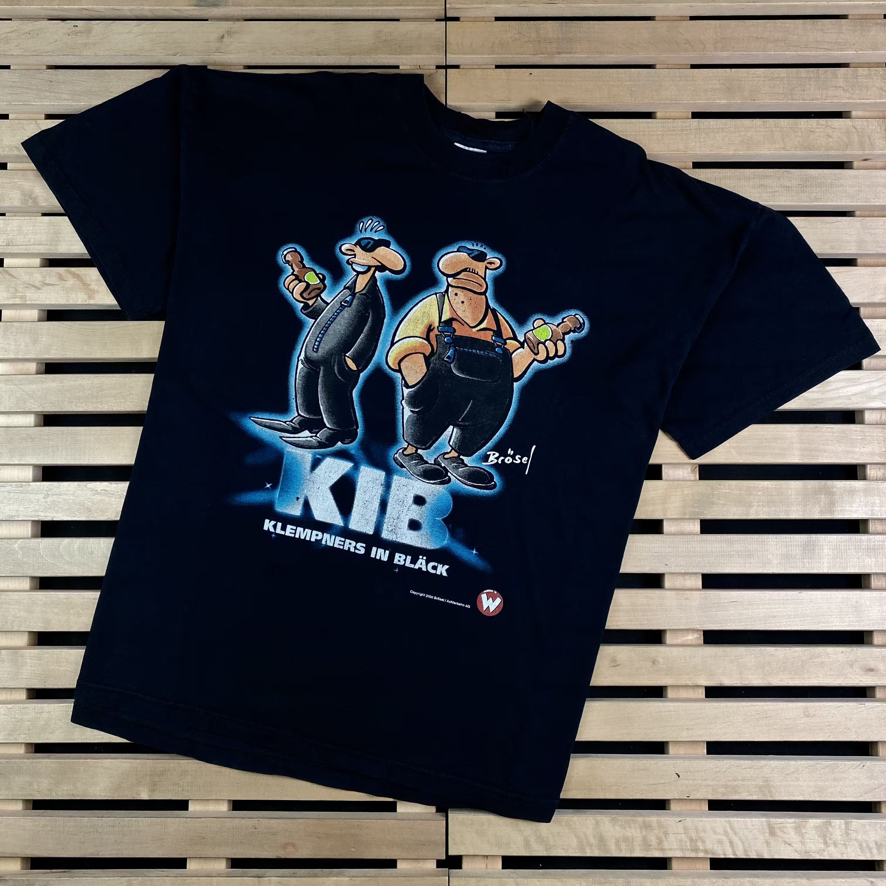 Mens Vintage T Shirt KIB 2000 Klempners In Black Size XXL