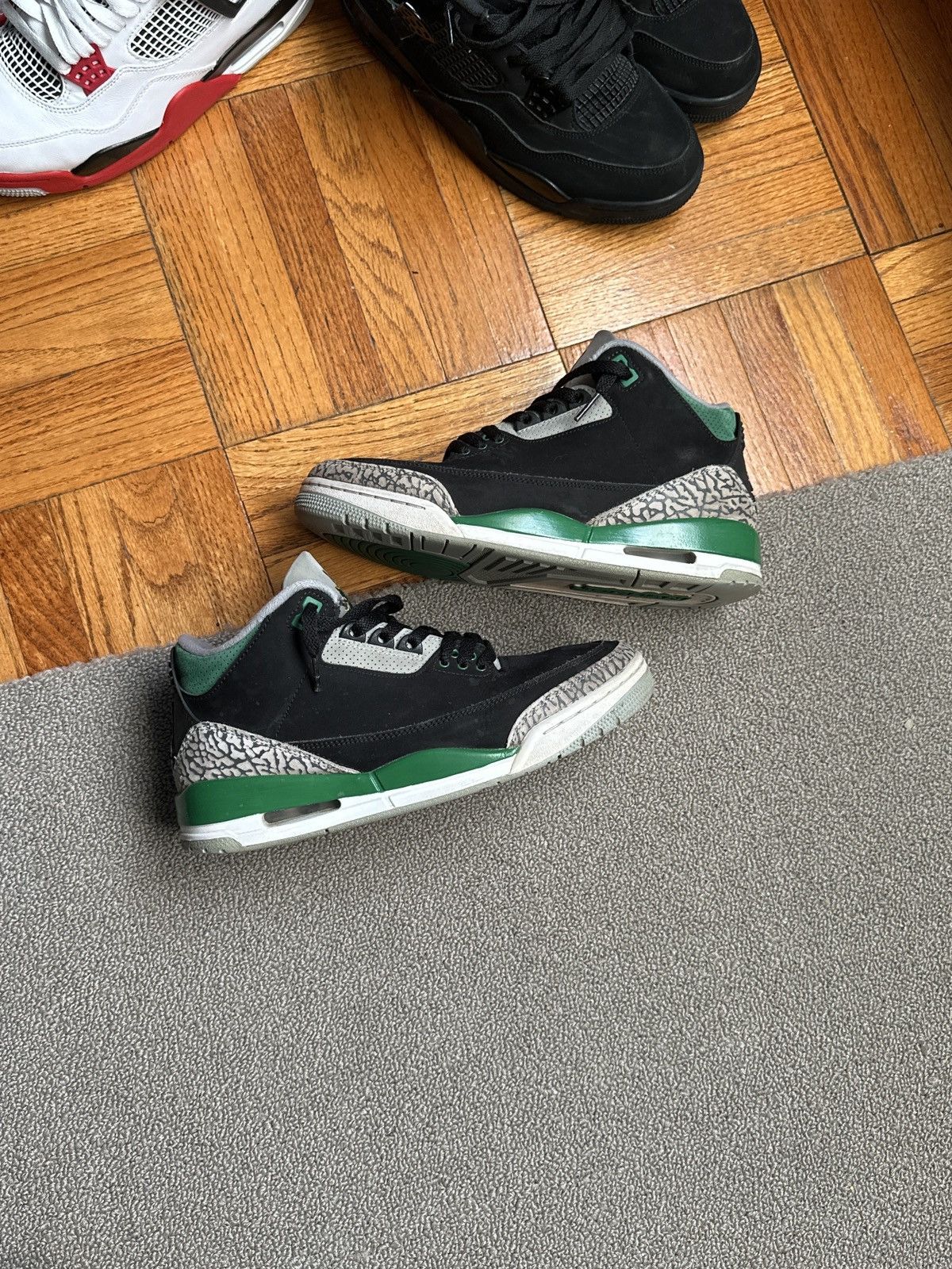 image of Air Jordan 3 Pine Green Shoes in Black, Men's (Size 8)