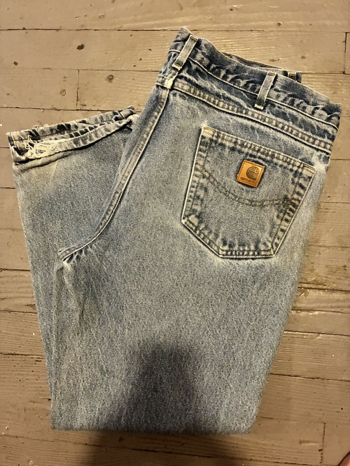 Carhartt Carhartt B180 PRW Jeans 38x30 | Vintage Leather Logo | 2003 Size US 38 / EU 54 - 1 Thumbnail