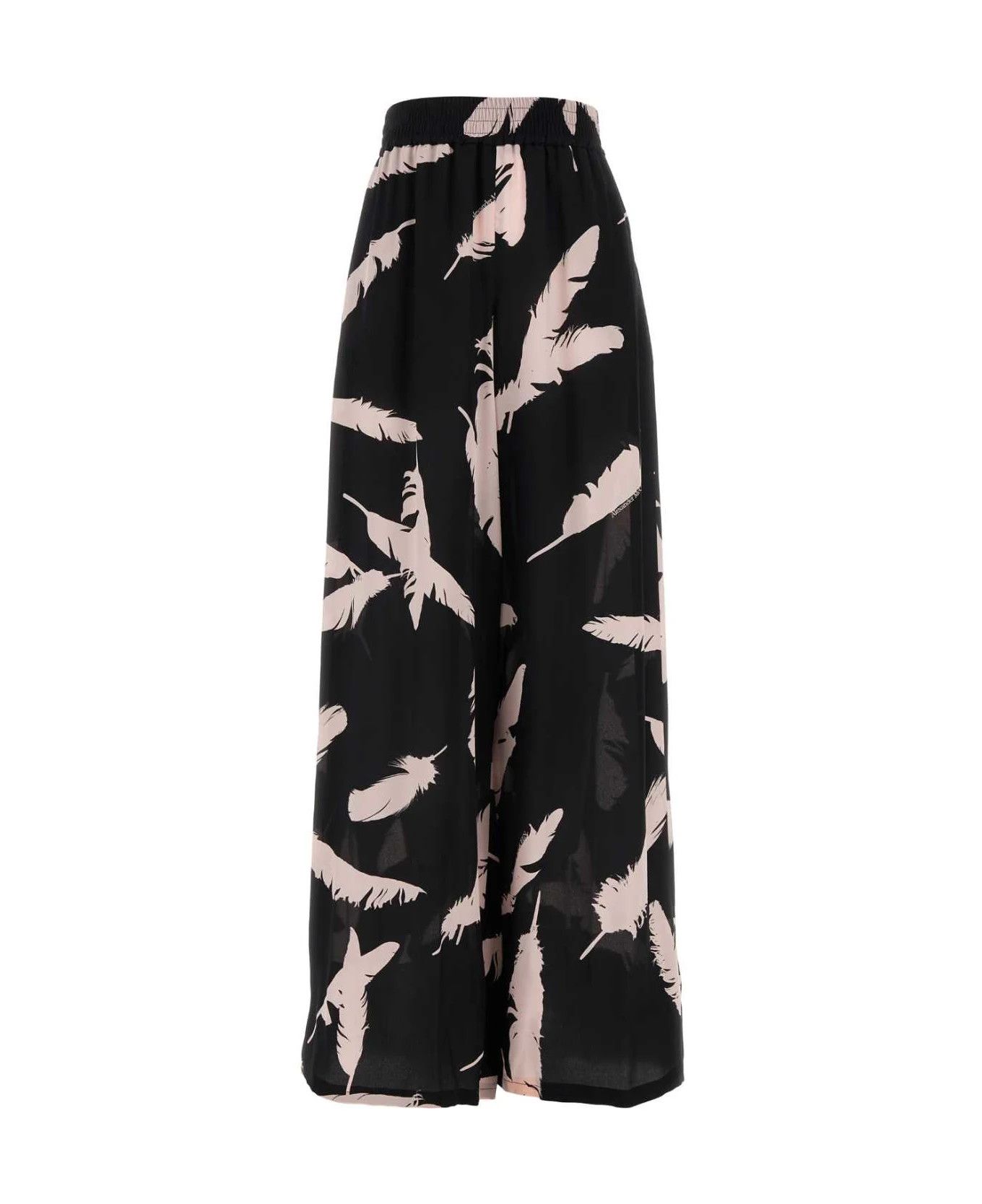 Alexander McQueen o1srvl11e0326 Printed Crepe Pyjama Pant in Black/Ivory Size 26" / US 2 / IT 38 - 1 Thumbnail