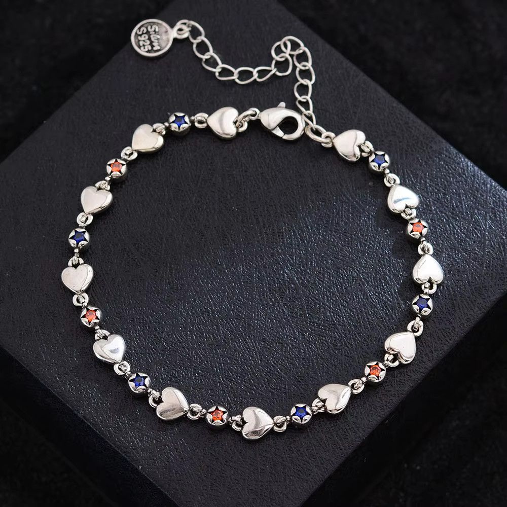 Jewelry Love Heart Shiny Colorful Crystal Star Charm Bracelet Size ONE SIZE - 3 Thumbnail