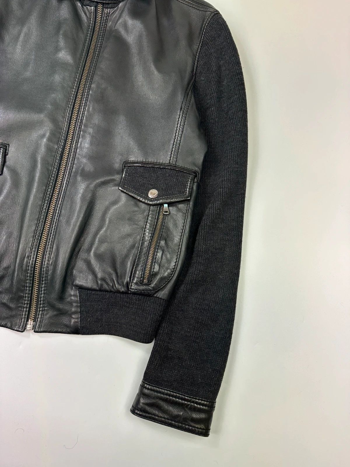 Dolce & Gabbana Dolce & Gabbana 00s Black Hyrbrid Lamb Leather & Wool Jacket Size US M / EU 48-50 / 2 - 5 Thumbnail