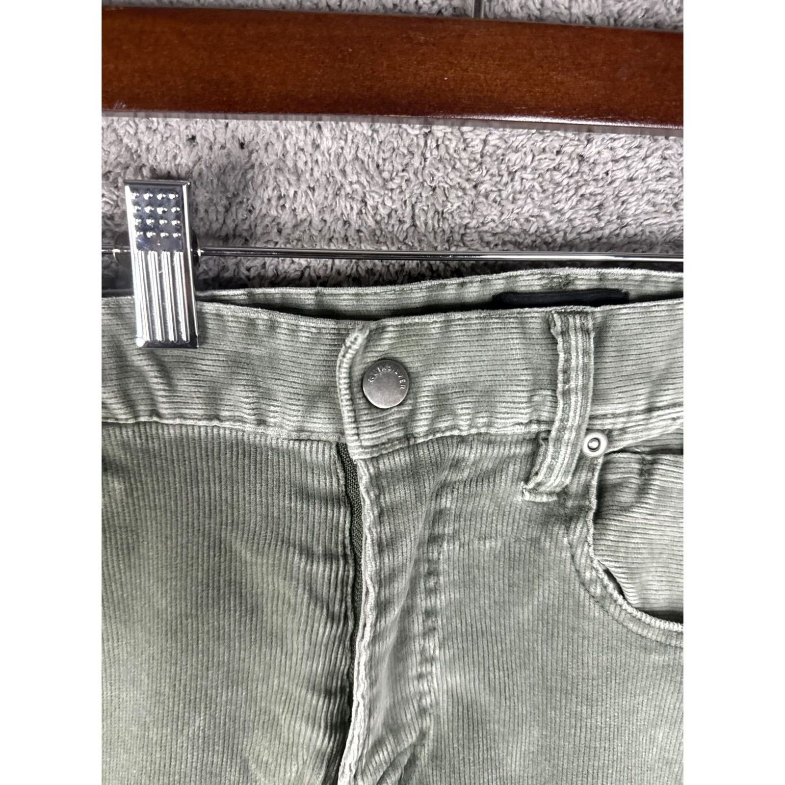 Quiksilver Quiksilver Pants Mens 29 Green Corduroy Straight Tapered Five-Pocket Casual Slim Fit 30in Inseam Mens Size US 29 - 4 Thumbnail