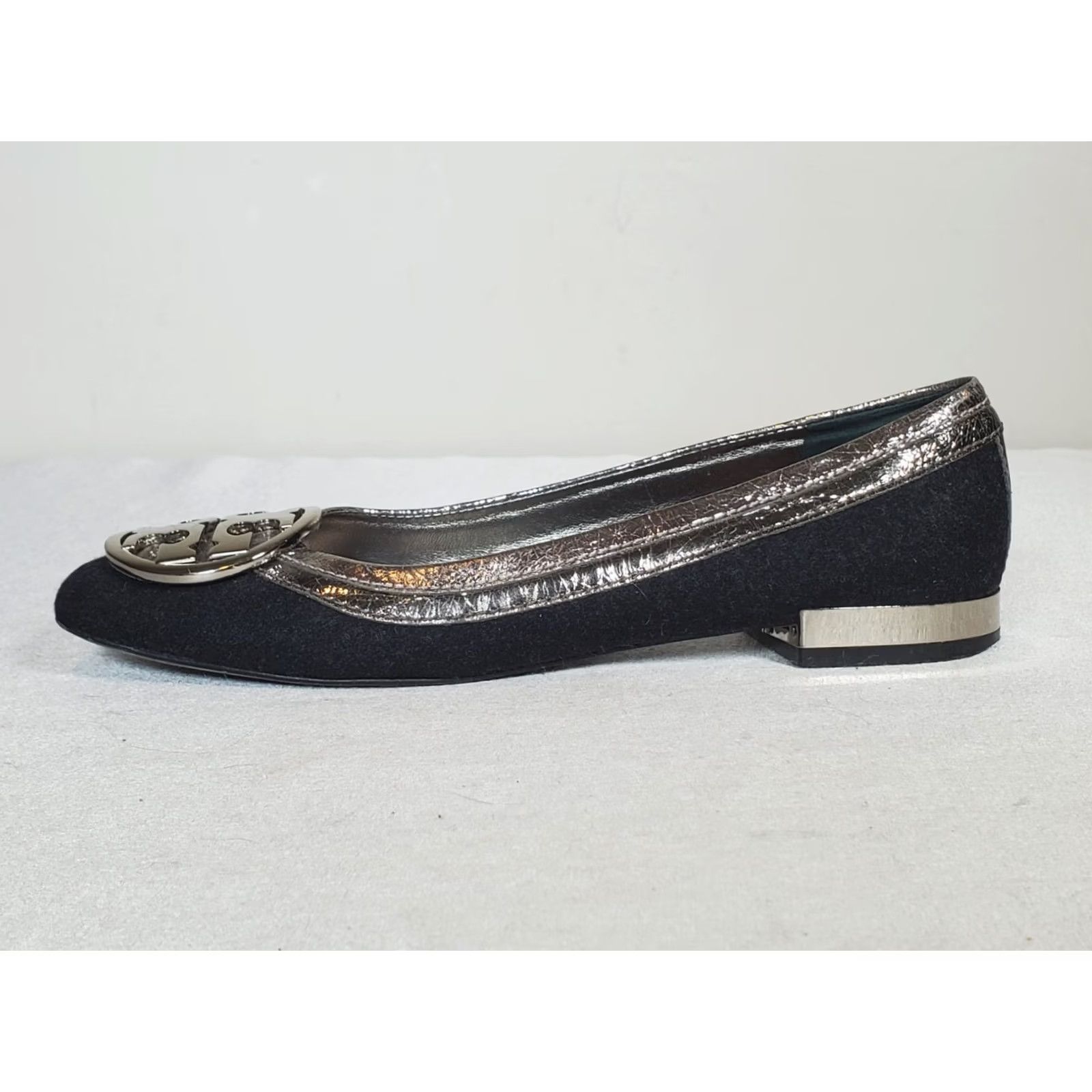 Tory Burch Tory Burch Gerritt Flannel Flats Dark Gray / Dark Pewter Women's US 7 M Size US 7 / IT 37 - 6 Thumbnail