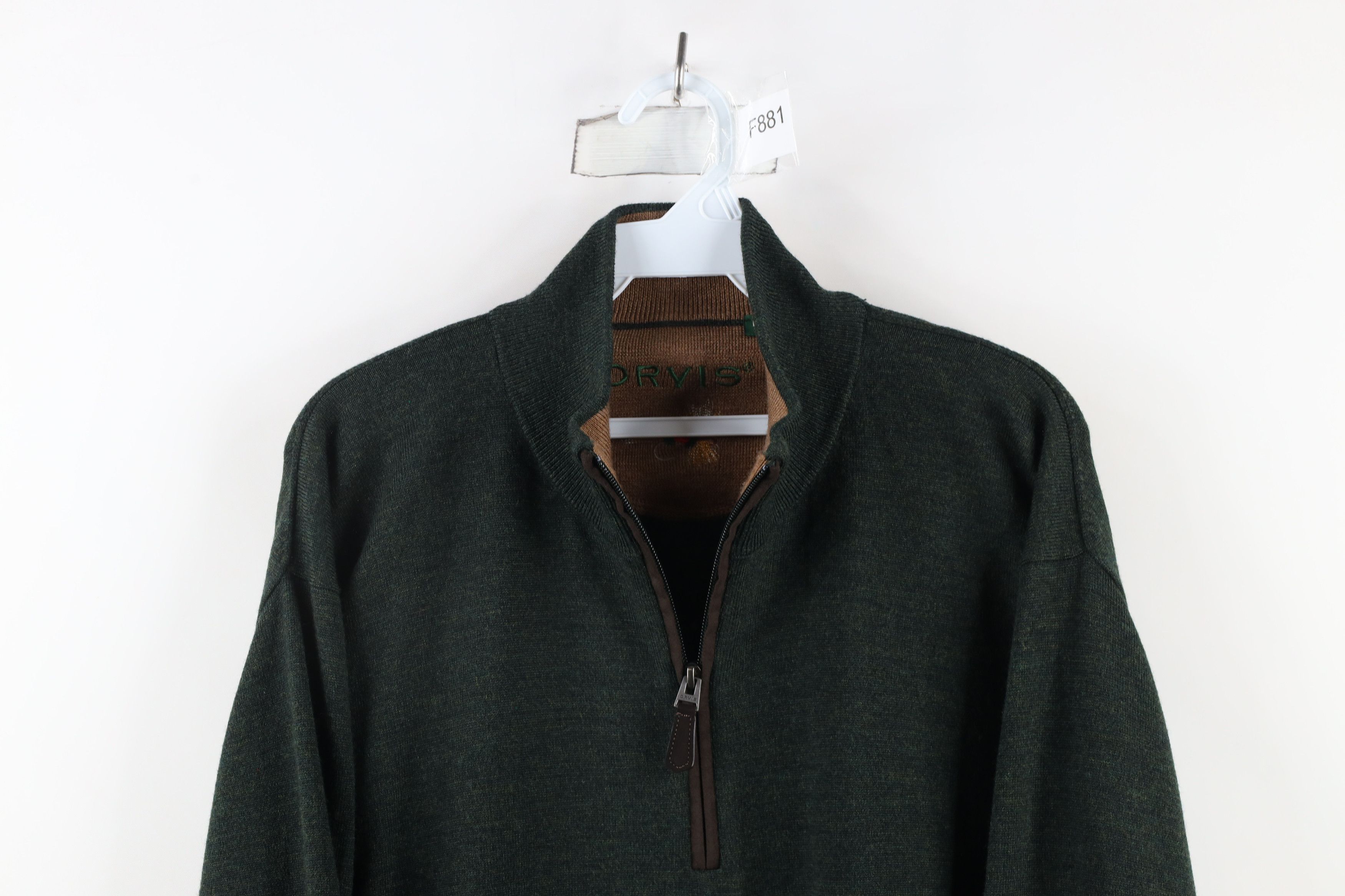 Orvis × Vintage Vintage Orvis Wool Knit Half Zip Pullover Sweater Green Size US L / EU 52-54 / 3 - 2 Thumbnail