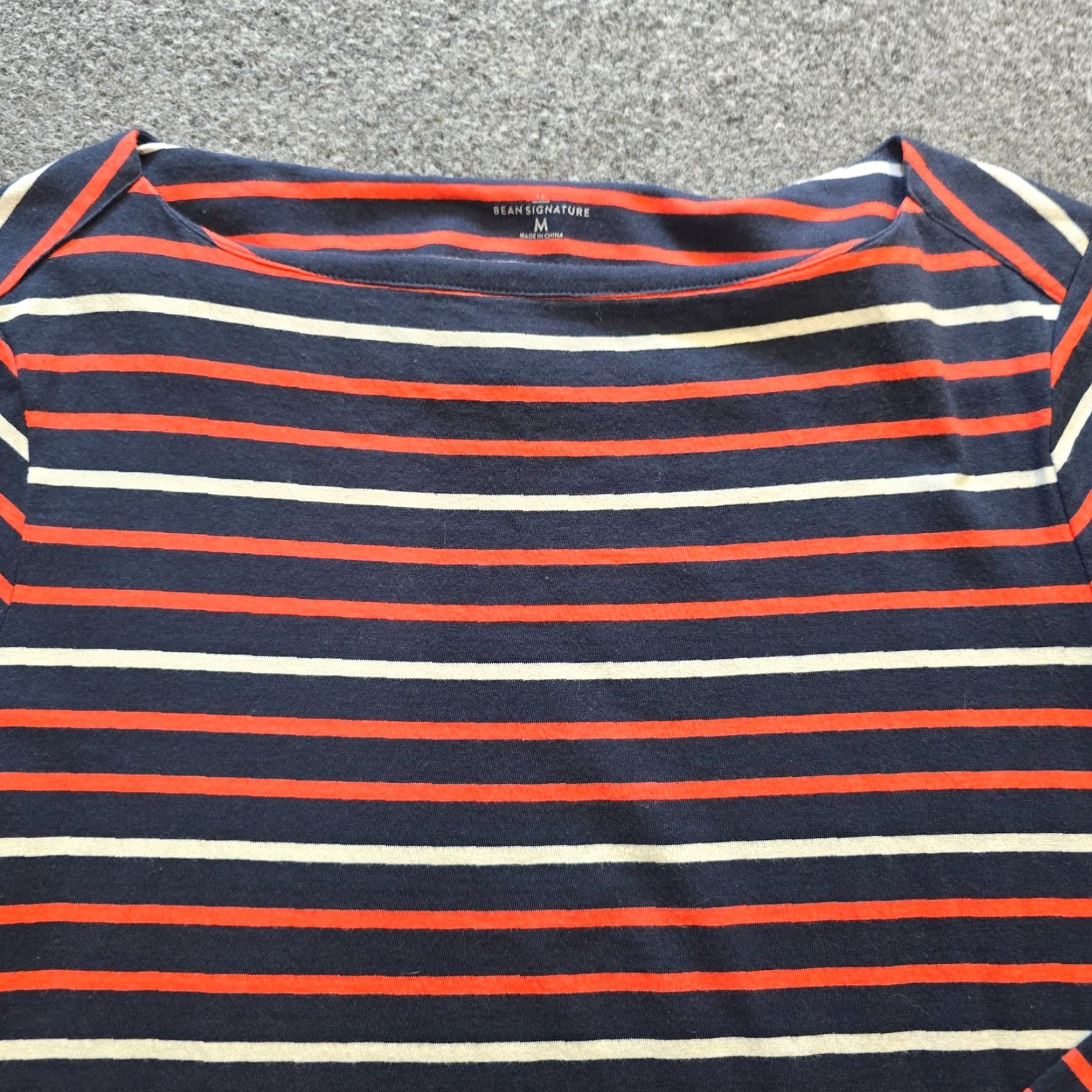 Vintage LL Bean Top Womens Size Medium Blue Red Striped Boat Neck Nautical Casual Preppy Size M / US 6-8 / IT 42-44 - 2 Thumbnail