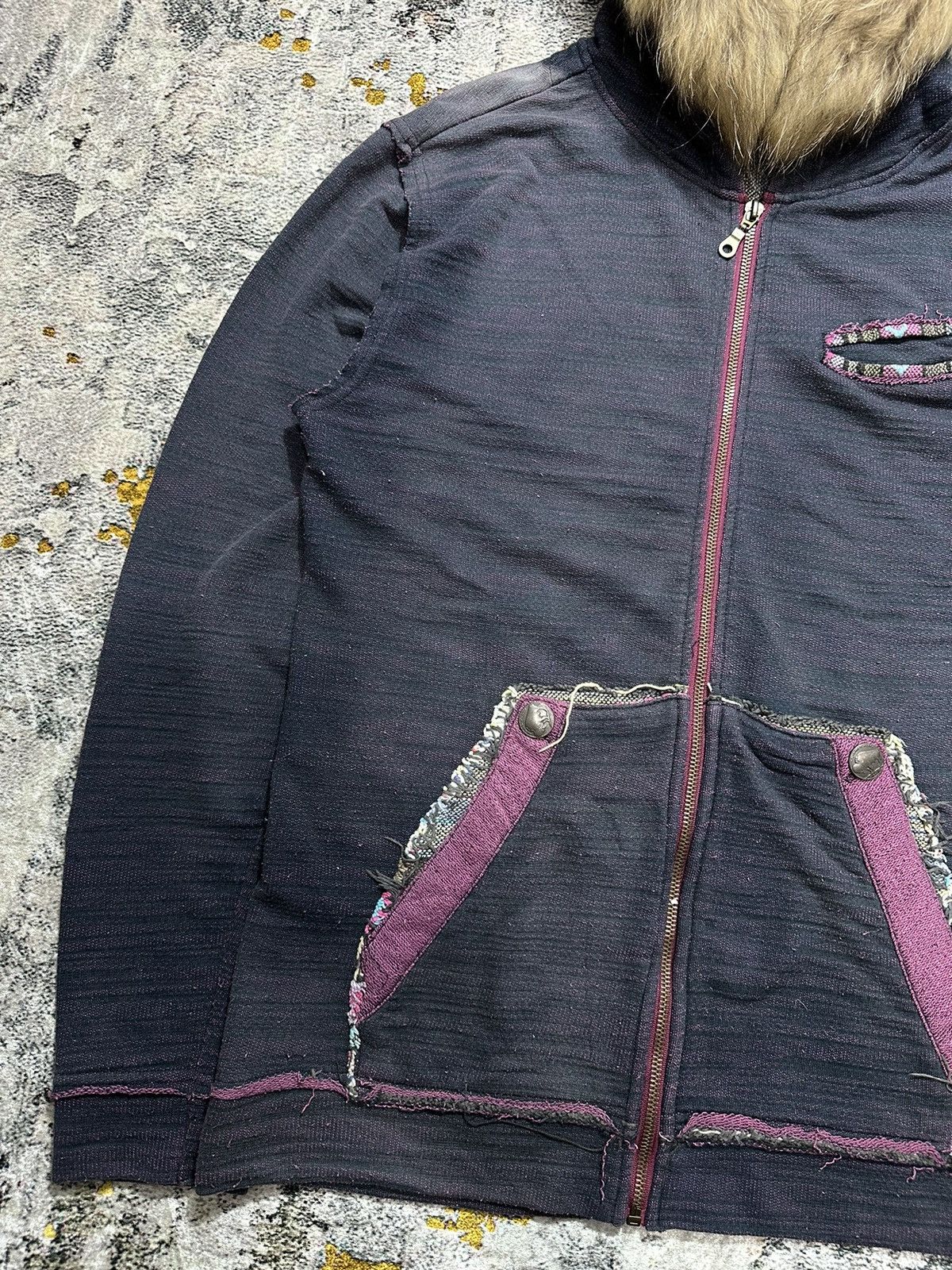 PPFM PERFECT FADED DISTRESSED POWER TO THE PEOPLE FUR ZIP HOODIE Size US M / EU 48-50 / 2 - 4 Thumbnail