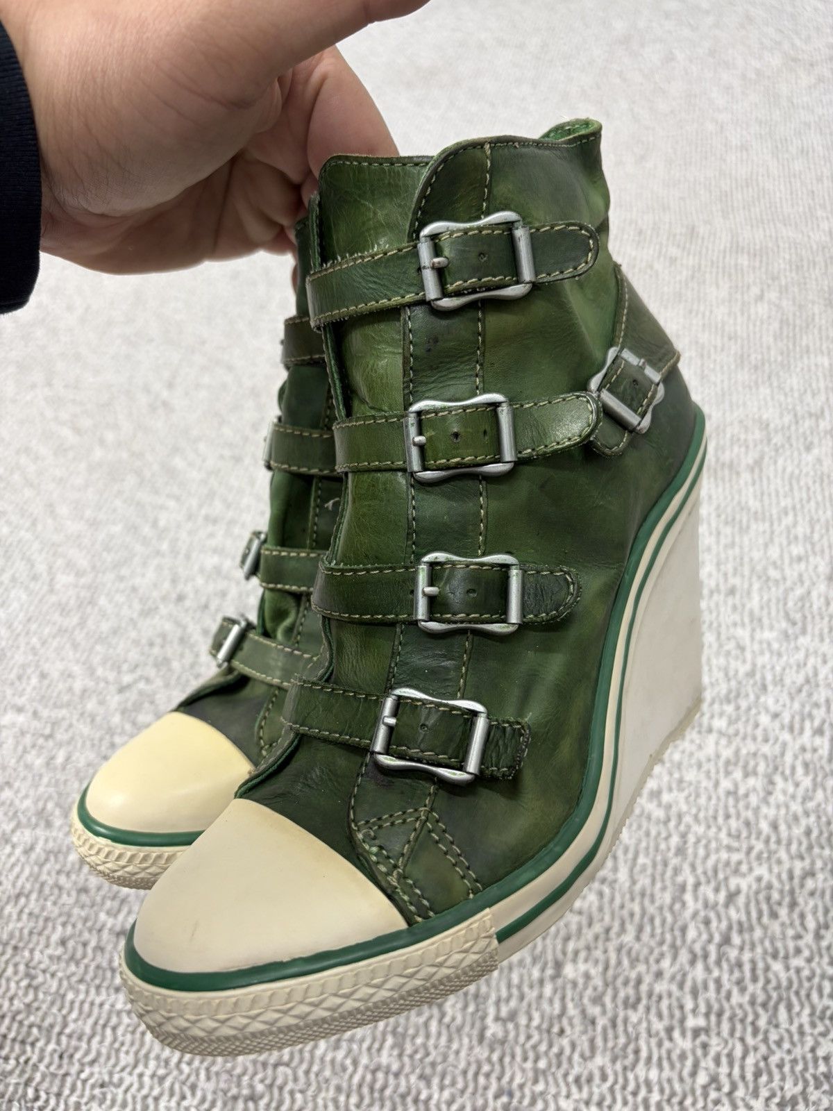 ASH Ash Wedge Genial Buckled Leather Size 37 Size US 7 / IT 37 - 2 Thumbnail