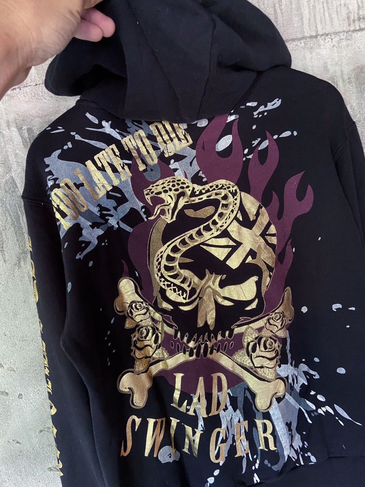 Beauty Beast × Hysteric Glamour × Japanese Brand LAD SWINGER TOO LATE TO DIE SKULL ZIP HOODIE Size US M / EU 48-50 / 2 - 12 Thumbnail