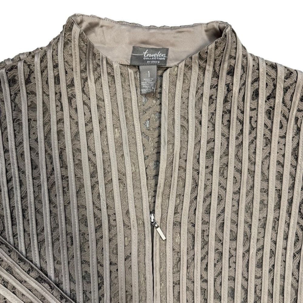 Chicos NWT New $149 Chico's Travelers Vera Mocha Cream Lace Jacket Size M / US 6-8 / IT 42-44 - 7 Thumbnail