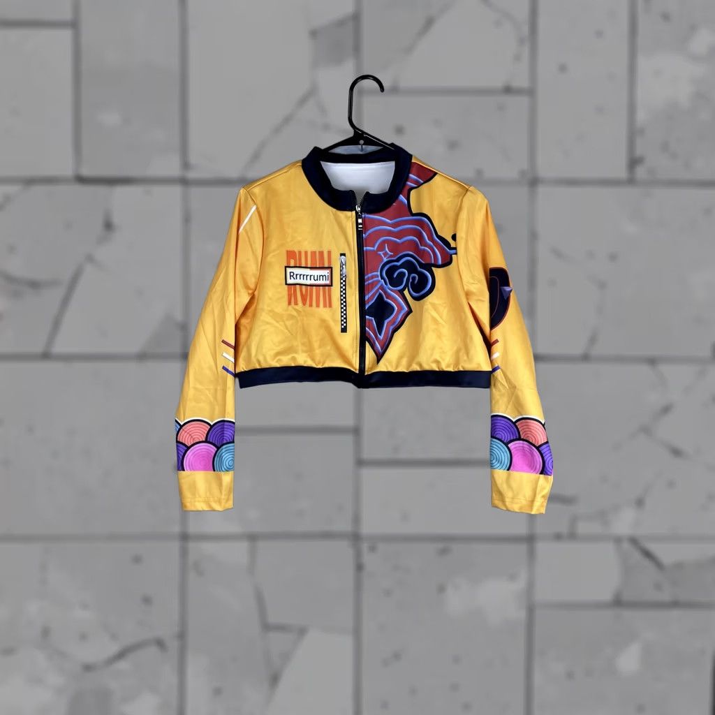Vintage Rrrrrrumi Jacket Womens Small Yellow Satin Bomber Full Zip Graphic Geometric Cropped Short Sleeve Casual Streetwear Fall Spring Ladies Mens Womens Size S / US 4 / IT 40 - 1 Thumbnail