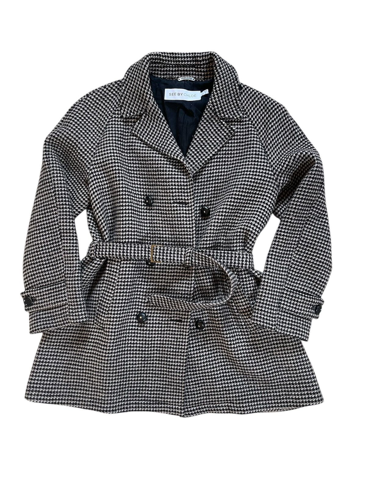 Chloe × See by Chloe See By Chloe Wool Belt Coat Houndstooth Size M / US 6-8 / IT 42-44 - 1 Thumbnail
