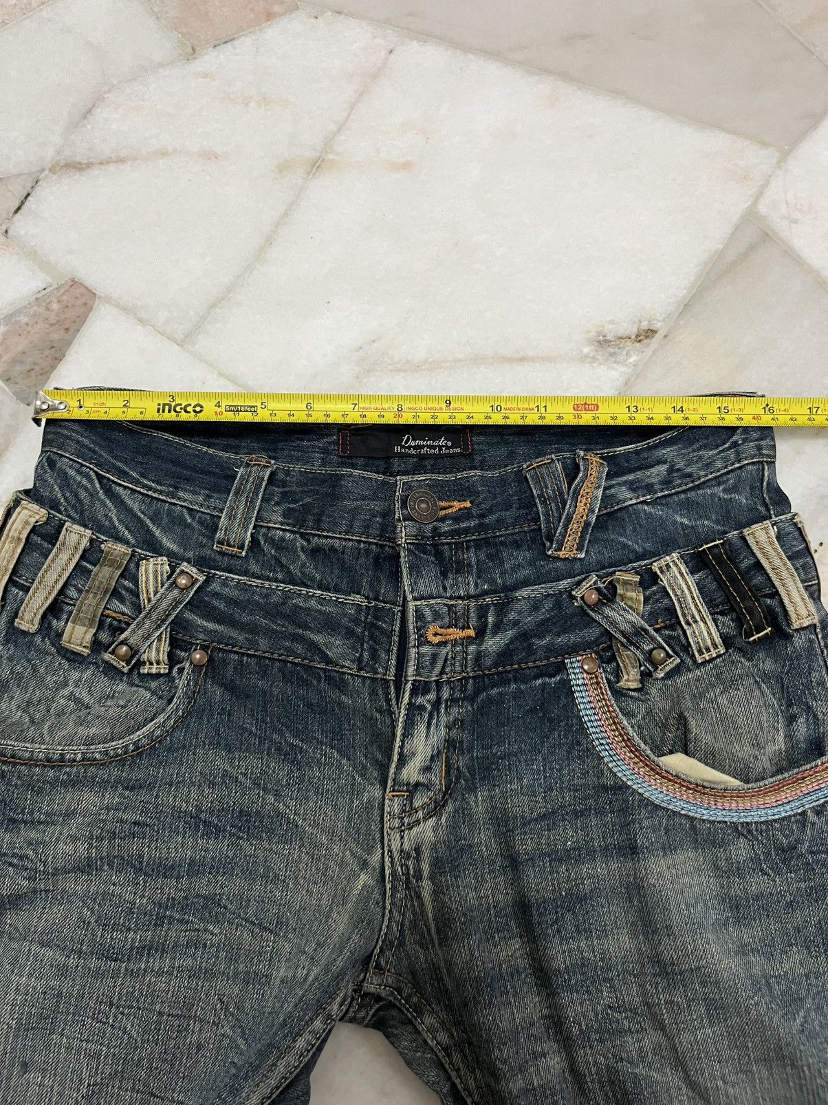 Japanese Brand DOUBLE WAIST DOMINATE HANDCRAFTED DISTRESED DENIM Size US 32 / EU 48 - 16 Thumbnail