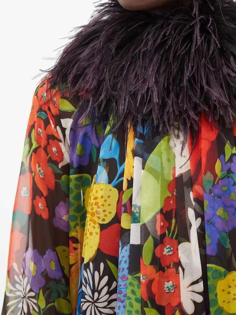 Saint Laurent Paris o1bcso1str1125 Maxi Dress In Floral Silk in Multicolor Size M / US 6-8 / IT 42-44 - 5 Thumbnail