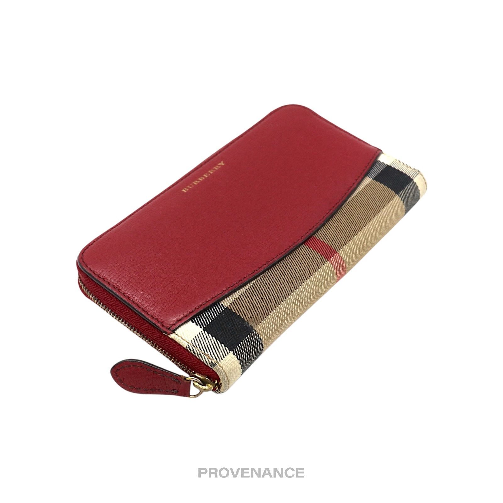 Burberry 🔴 Burberry Logo Zip Long Wallet - Red Nova Check Size ONE SIZE - 6 Thumbnail