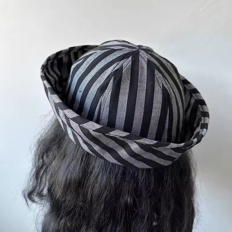 Japanese Brand Black Stripe Beret Sailor Cap – Y2K French Girl Aesthetic Size ONE SIZE - 3 Thumbnail