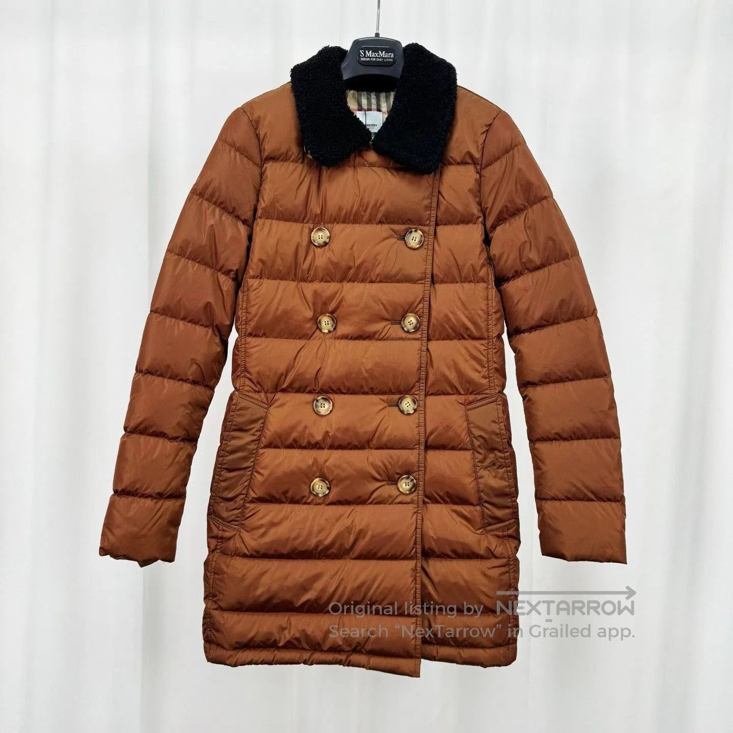 Burberry Burberry Brown Double-Breasted Down Jacket. Size S / US 4 / IT 40 - 1 Thumbnail