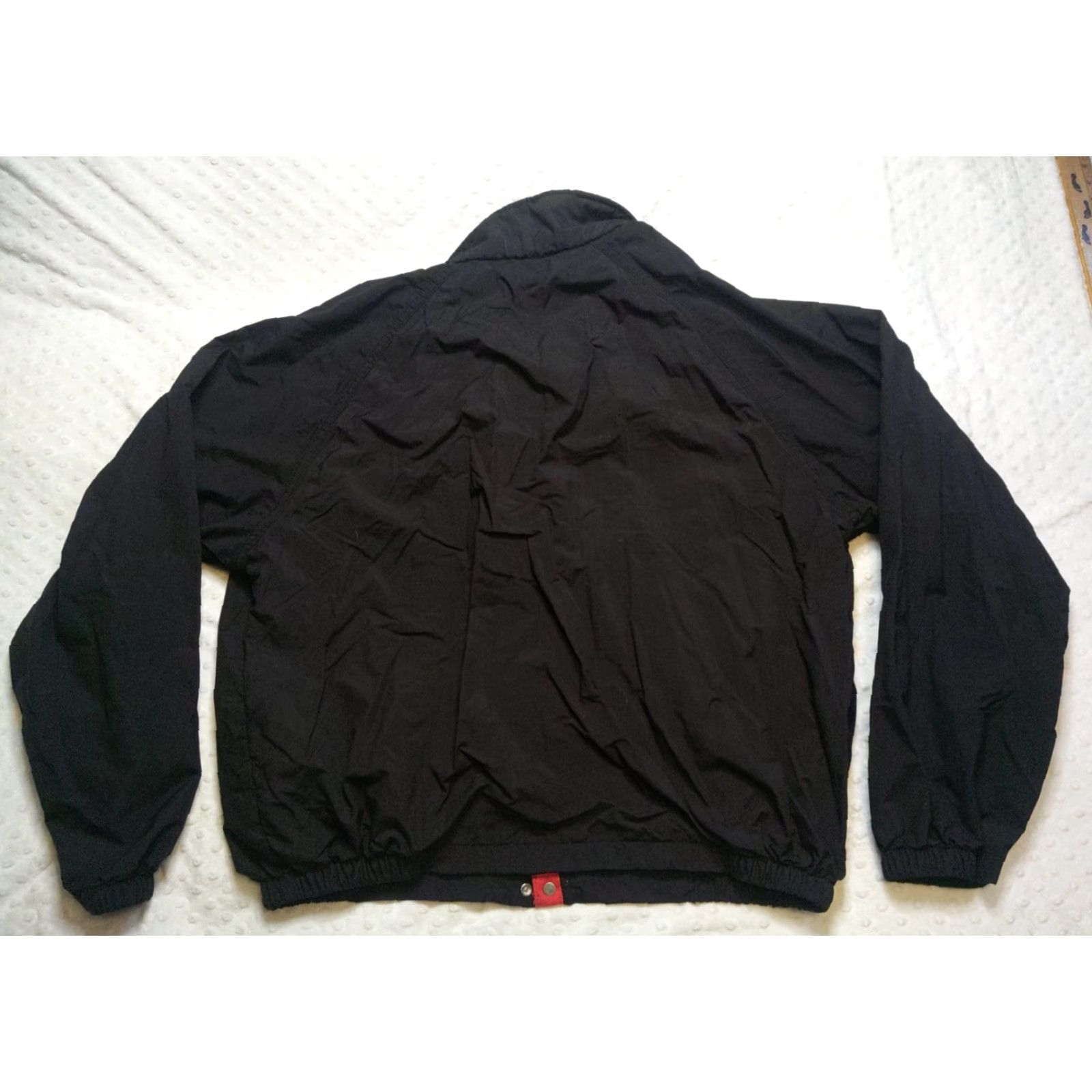 Vintage Swingster Jacket Mens L Black Red Trim Windbreaker Full Zip Snaps Vintage 90s USA Football Baseball Hockey Racing Walking Casual Workwear 46 in Chest Size US L / EU 52-54 / 3 - 6 Thumbnail