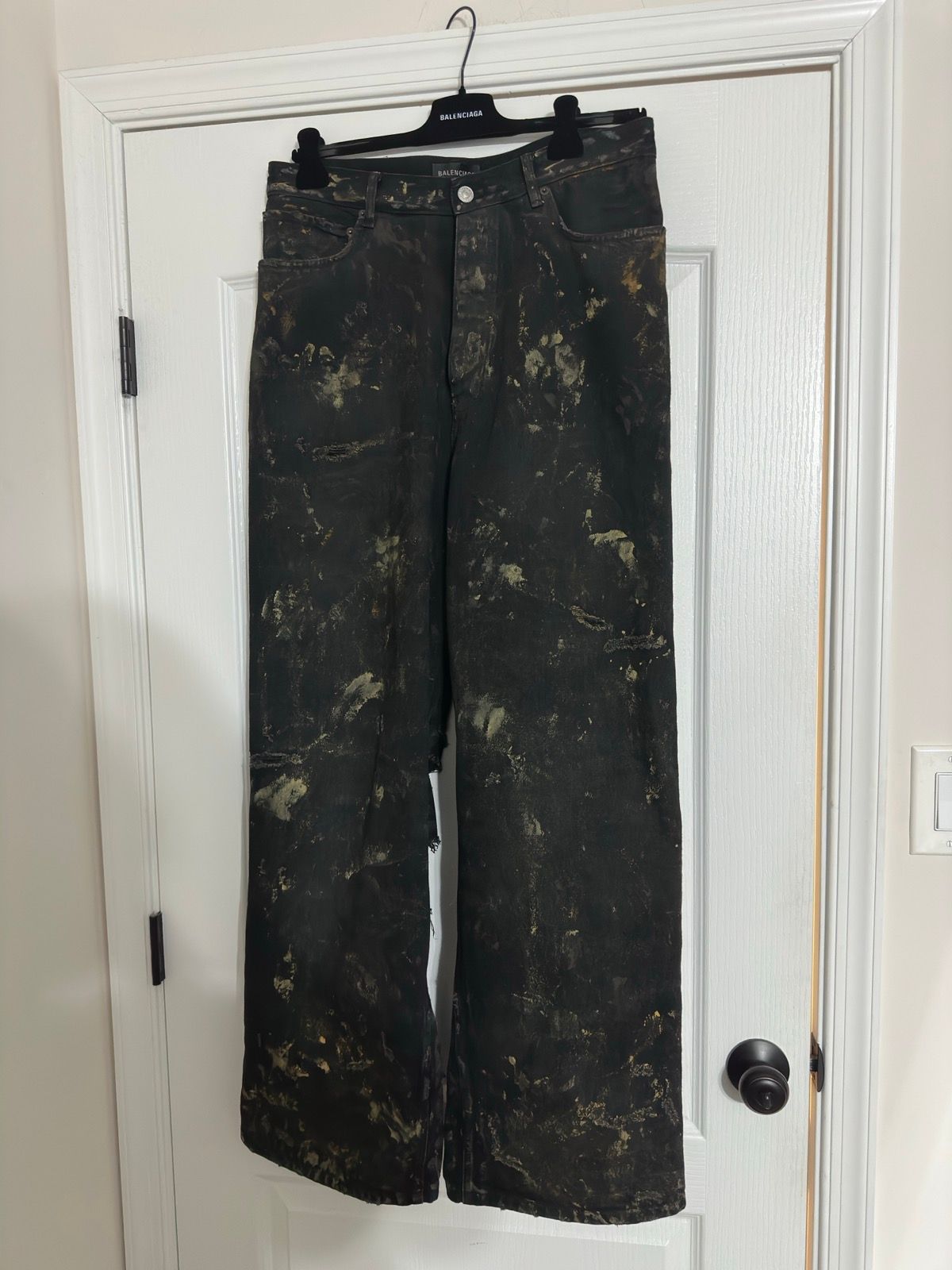 Pre-owned Balenciaga Super Destroyed Mud Jeans In Black