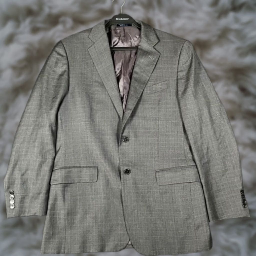 Joseph Abboud Joseph Abboud Mens Blazer Jacket Wool Gray Plaid Loro Piana 40L Coat Suit Jacket Man Mens Size 40R - 1 Thumbnail