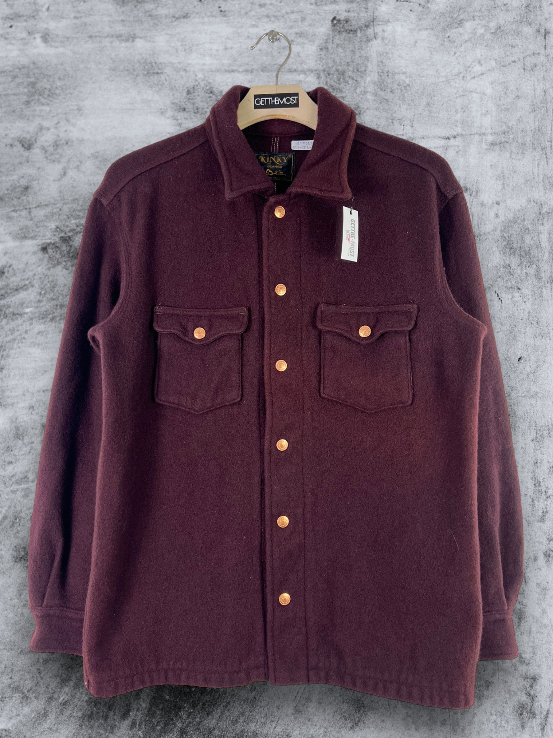 image of VTG Y2K Hysteric Glamour Kinky Jeans Wool Jacket (M) Gtmd832 in Burgundy, Men's (Size Large)