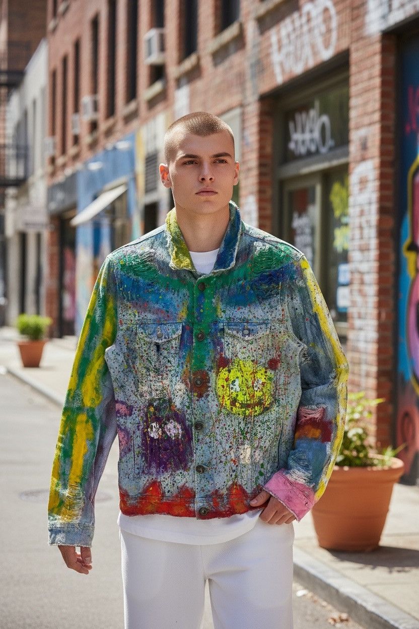If Six Was Nine P.Grax Denim Jacket Painting Art Size US S / EU 44-46 / 1 - 1 Thumbnail